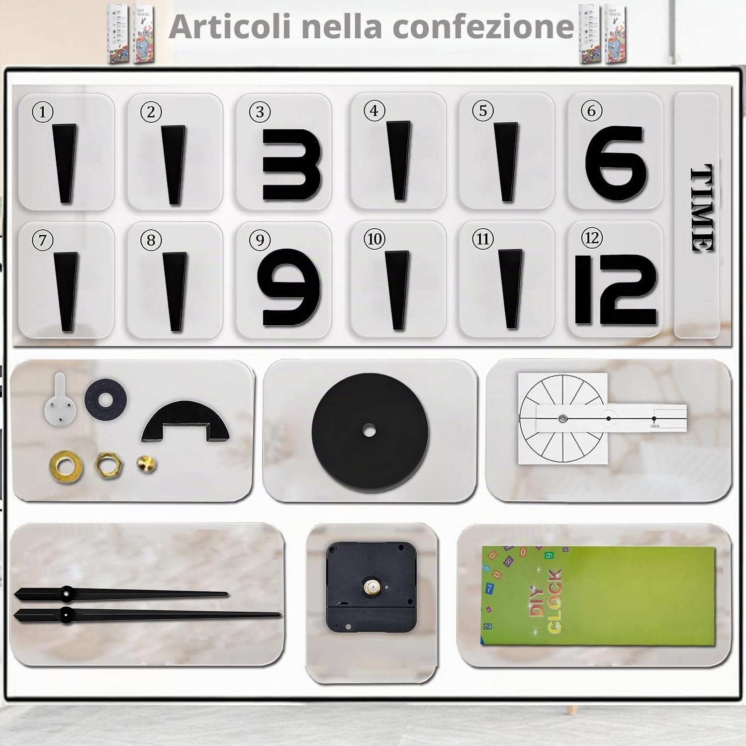 Coraltree Orologio da parete moderno,orologio da parete 3D DIY silenzioso per decorazioni parete, regalo per casa, ristorante, ufficio e hote (nero)