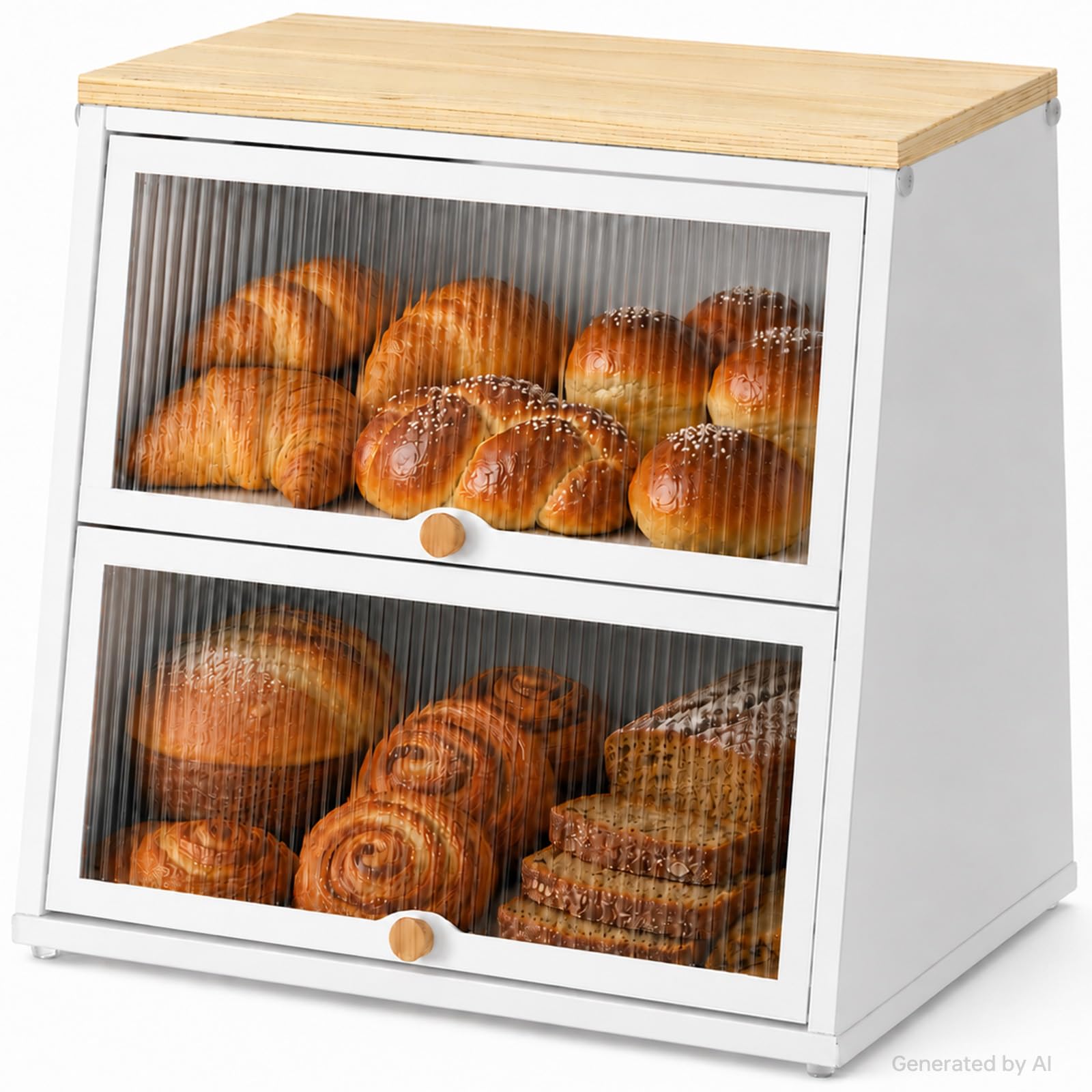 KINGRACK Kitchen Bread Storage Cabinet, White