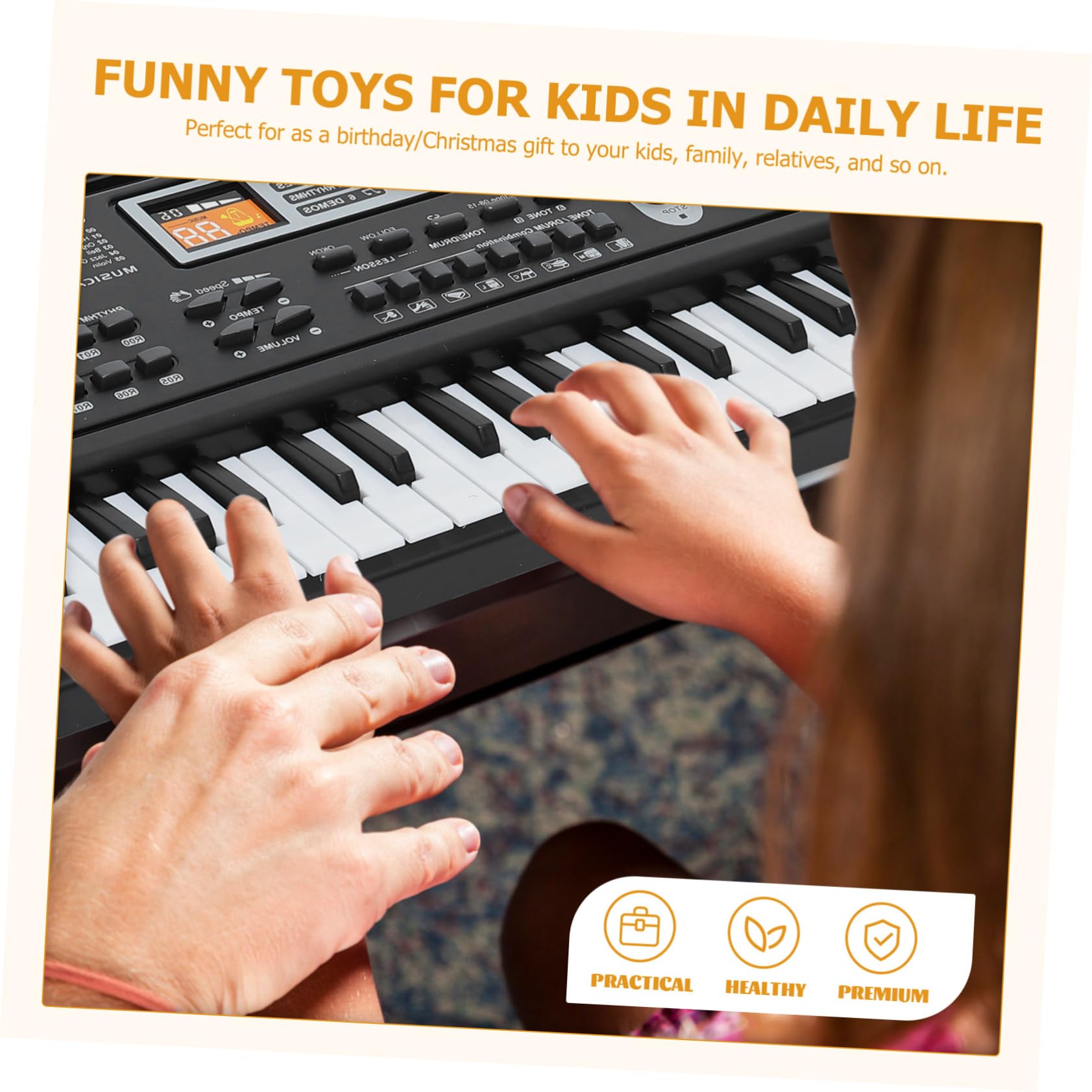 Piano Electrónico de Juguete de 61 Teclas Negro Abs para Niños