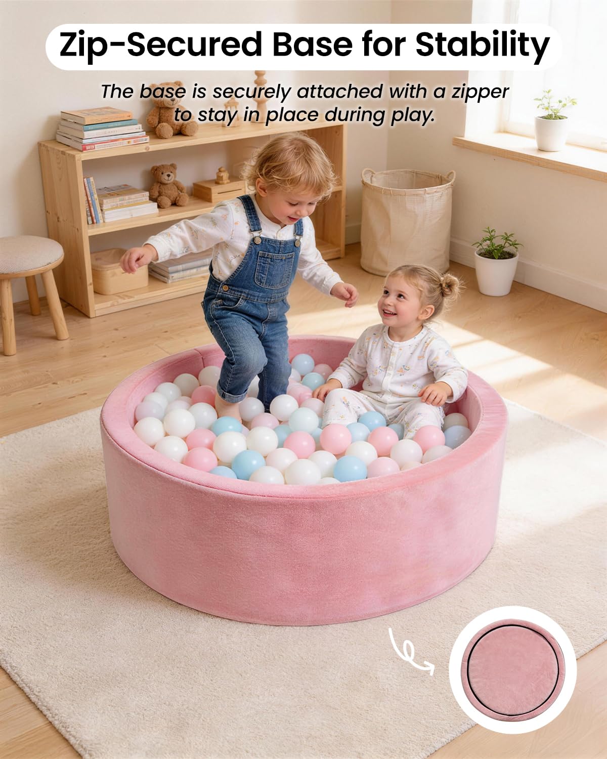 Piscina di Palline per Bambini, Piscina Morbida in Schiuma Rotonda, 90 x 30 cm Area Giochi Soft Play (Palline NON incluse), Rosa