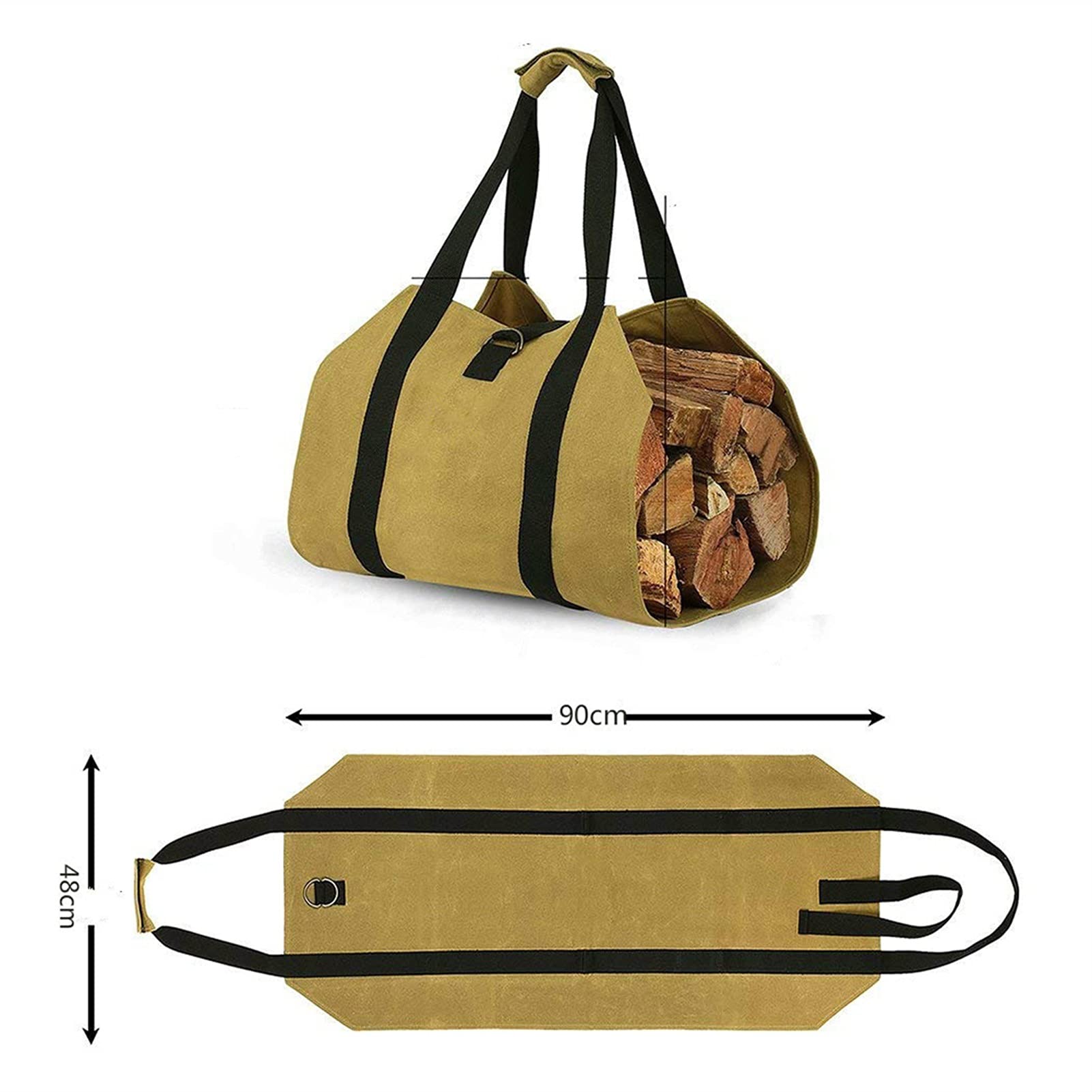 Płótno Firewood Match Carrier Tote - Przenośna torba do przechowywania na kemping, piknik i do użytku na zewnątrz (kolor: Żółty