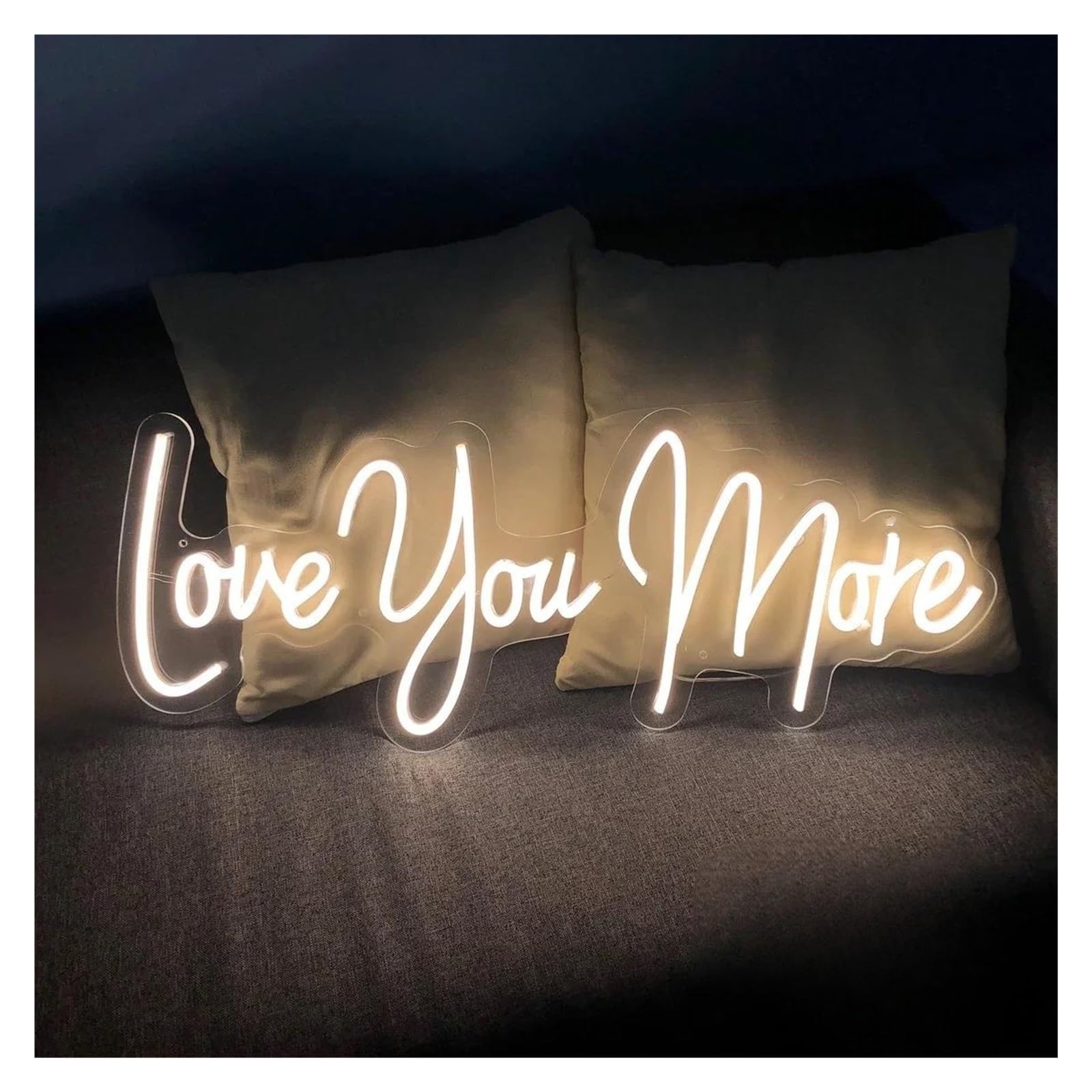 SHOUXI Sign Lamp Love You More Wedding Neon Light Sign for Engagement Proposal Party Lighting Wall Decor(Warm White,50X23cm)