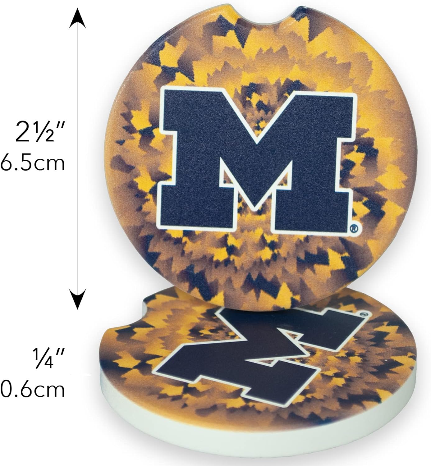 University of Michigan Wolverines Set of 2 Car Coasters by Magnolia Lane - Removable Absorbent Ceramic Stone Coasters - Ideal Gift for Students, Alumni and Everyday Fan - Show - Image 4