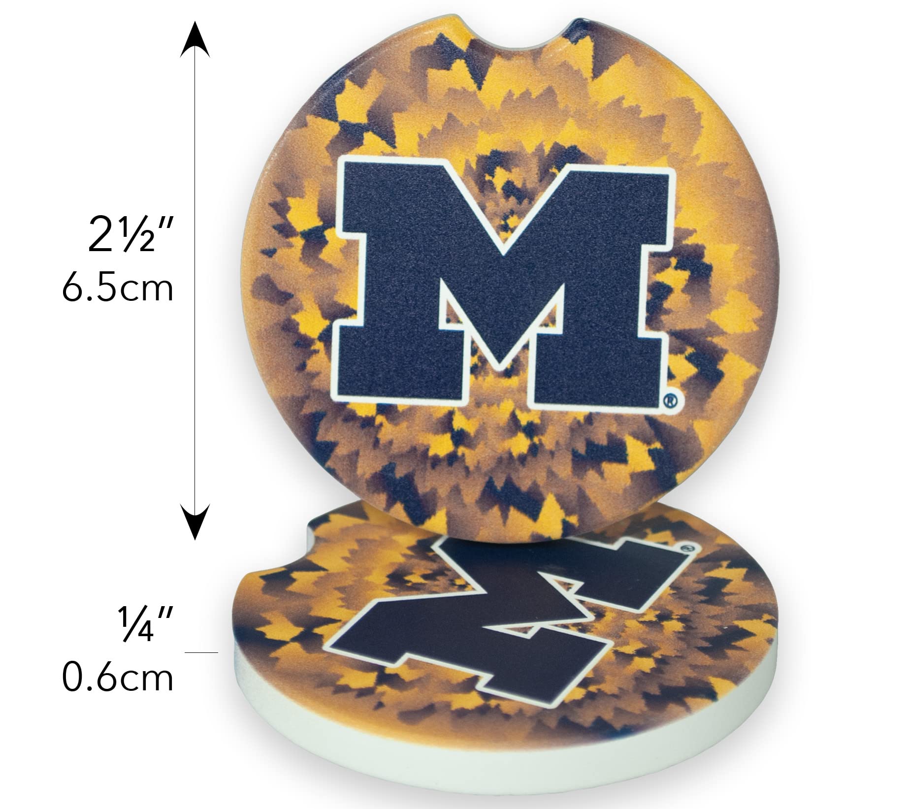 University of Michigan Set of 2 Car Coasters by Magnolia Lane - Removable Absorbent Ceramic Stone Coasters - Ideal Gift for Students, Alumni and Everyday Fan - Show Your Big 10 NCAA Team Spirit