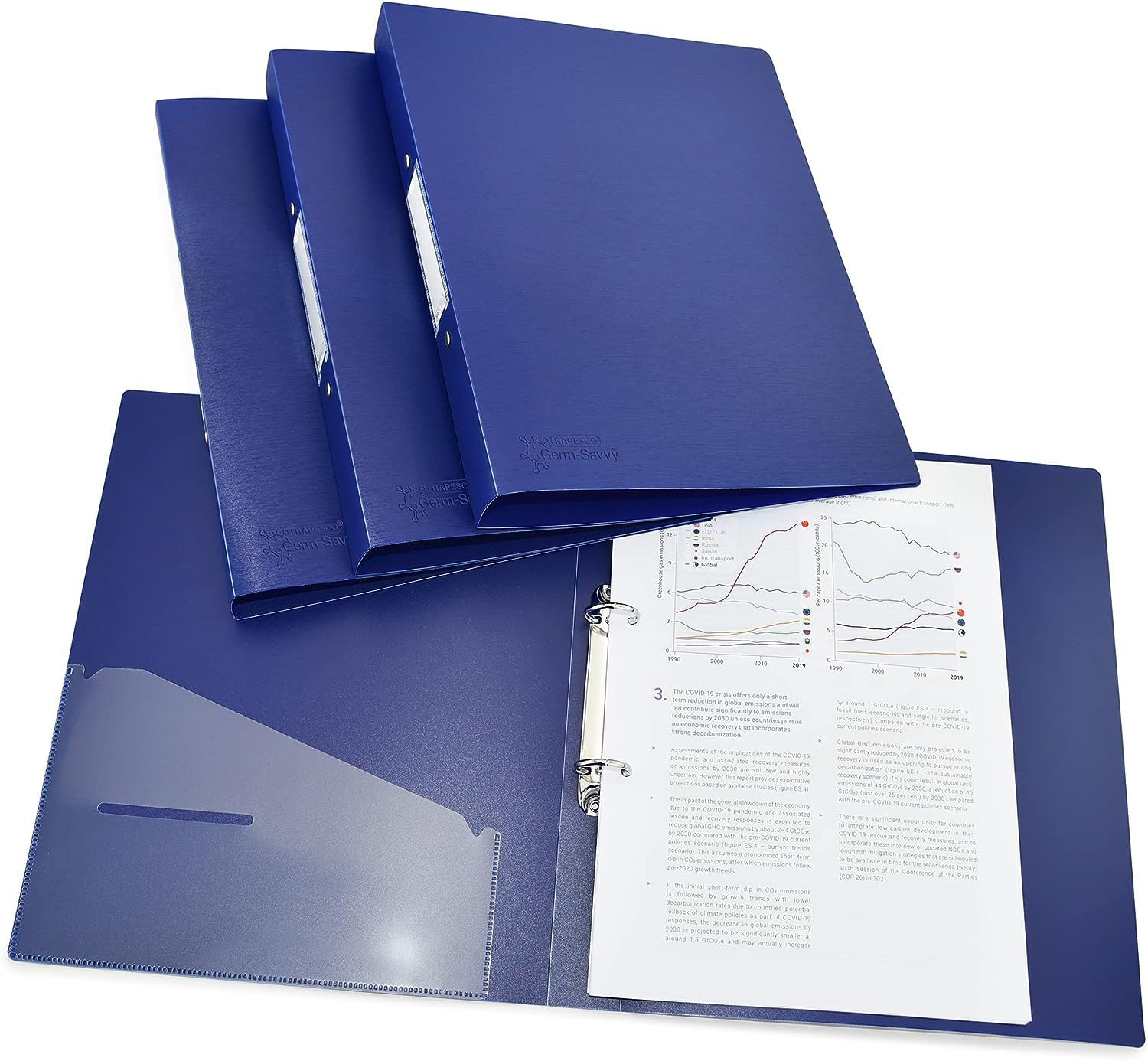 Rapesco 1660 2-Ring Binder, 35 mm Spine, A4, Blue, Pack of 4