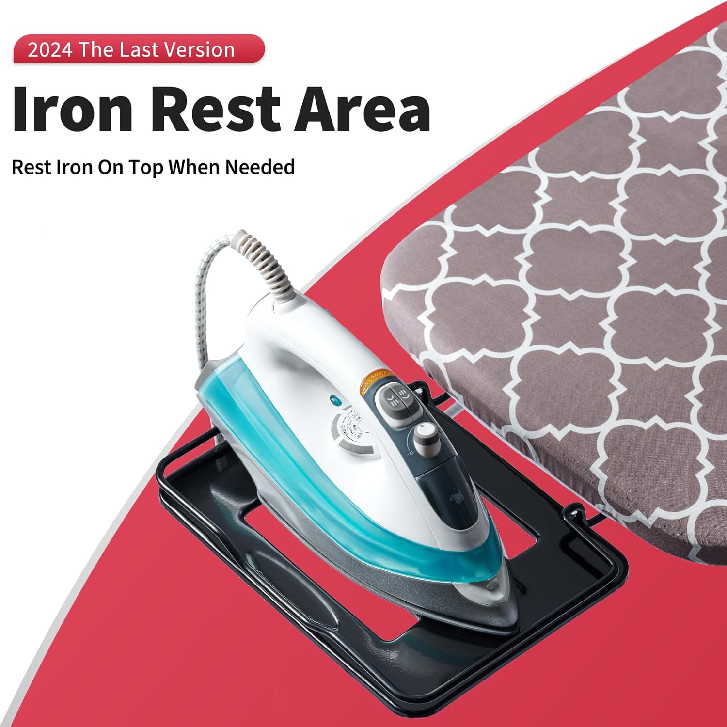 Full Size Ironing Board 57 L X15 W, Large Wide Sturdy Ironing Board with Iron Rest, Foldable Adjustable Iron Board with Heat Resistant Cover, Enhanced Stability (Black Gray)