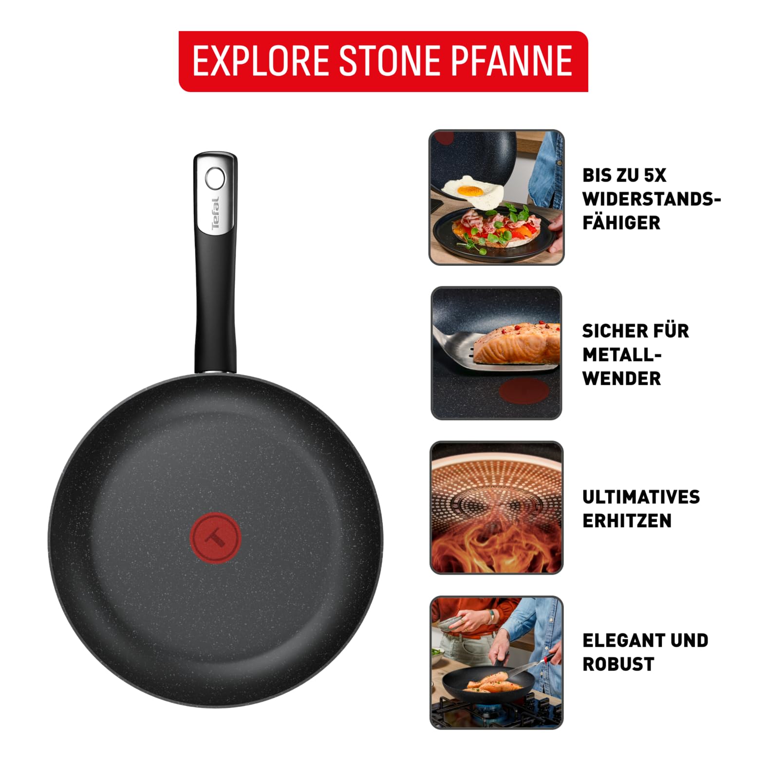 Tefal Explore Stone G7 Pfannen-Set 24/28 cm, Antihaft, Induktion G01190