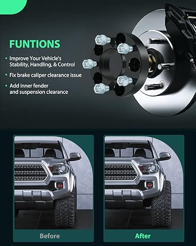 Miniatura 4 de SCITOO 4 espaciadores de rueda de 5 x 115 pulgadas de diámetro de 1.25 pulgadas, pernos de 2.815 in, espaciadores de rueda de 5 lengüetas de 14 x