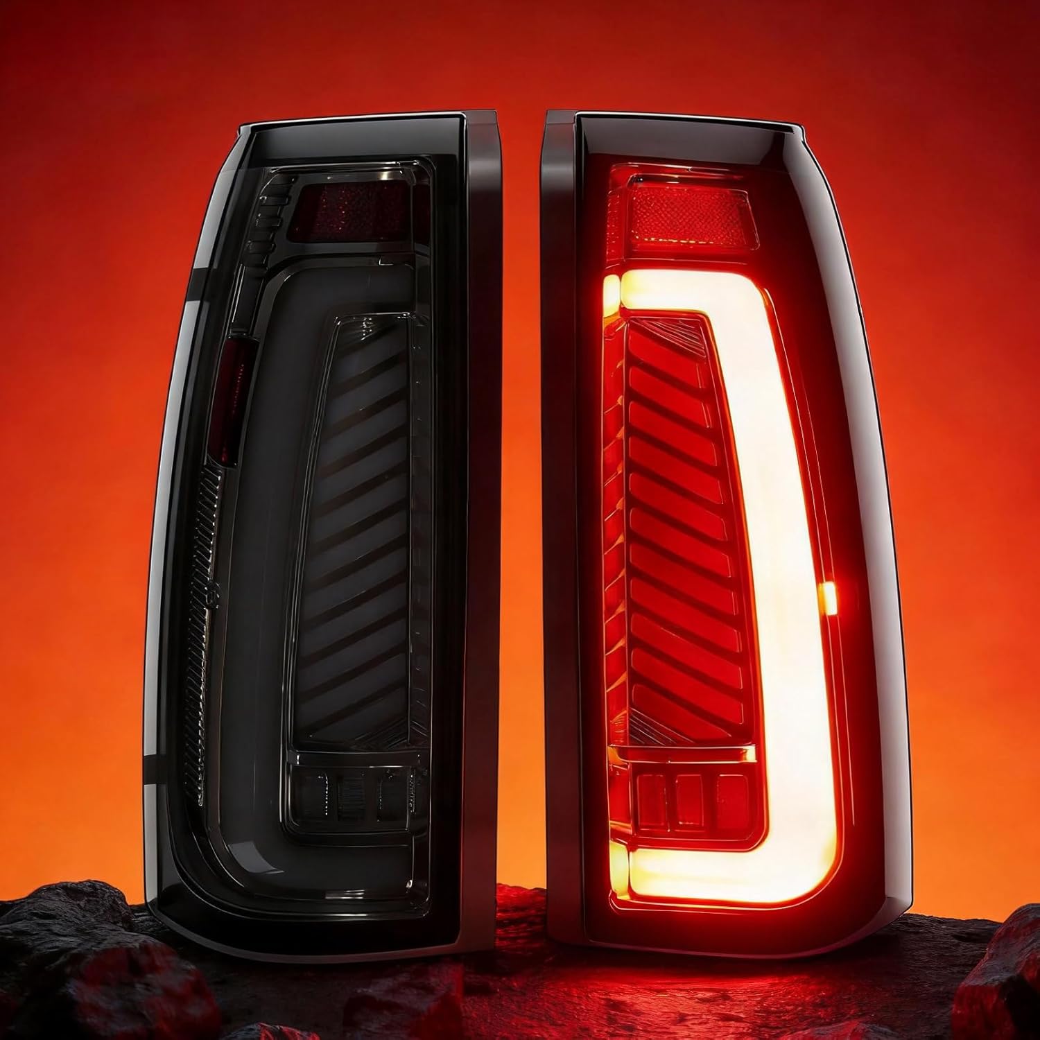 Sequential Full Led Tail Lights Fit for 1988-1999 Chevy GMC C/K Pickup Truck Silverado Tahoe Suburban Sierra Yukon Dynamic Turn Signal Brake Light Reverse Light Starting Animated Taillight Assembly