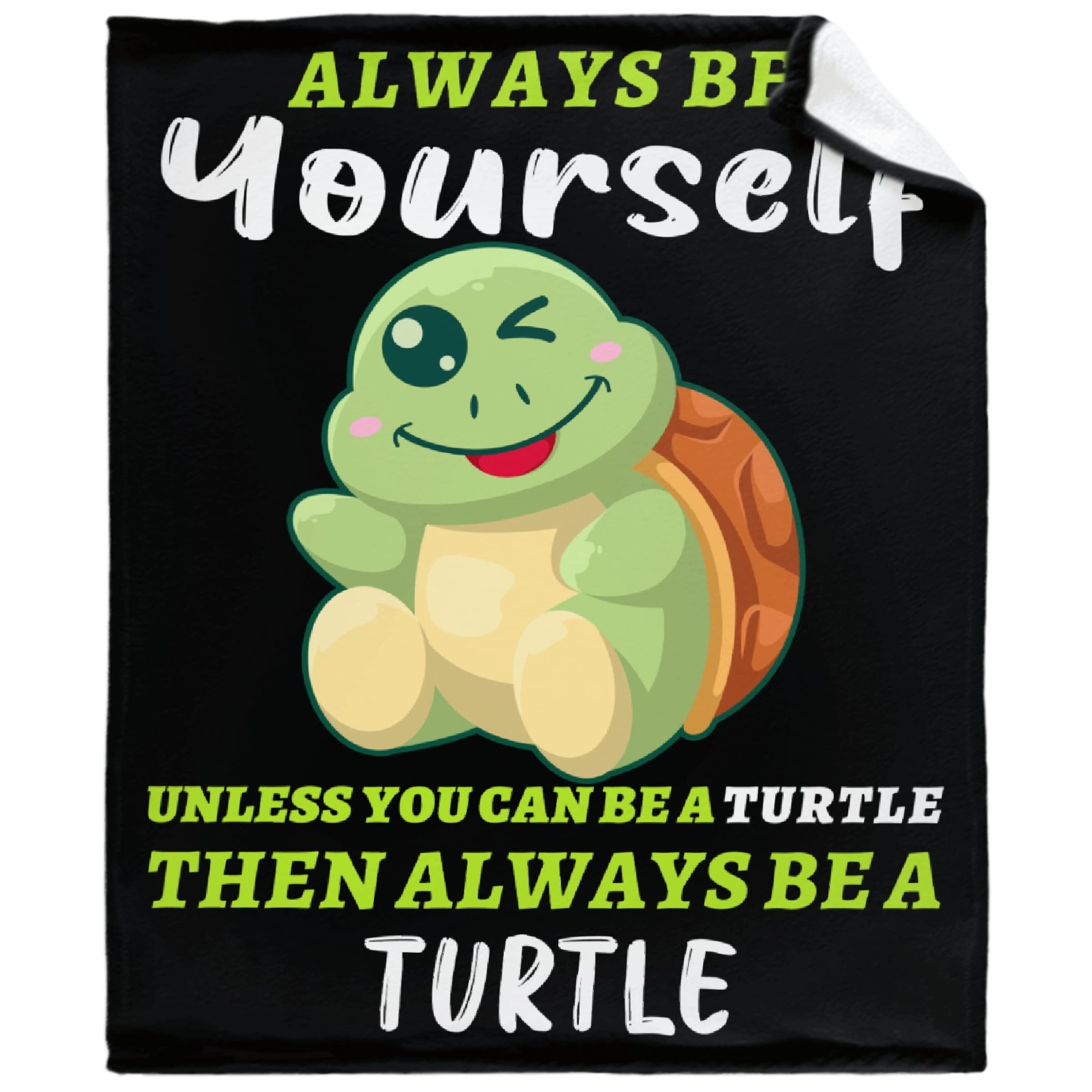 ARTBLANKET Then Always Be A Turtle Throw Blanket Fannel Fleece Super Soft Funny Blanket Travel Throw Blanket for Bed Couch Sofa 60x50 in for Teen Car