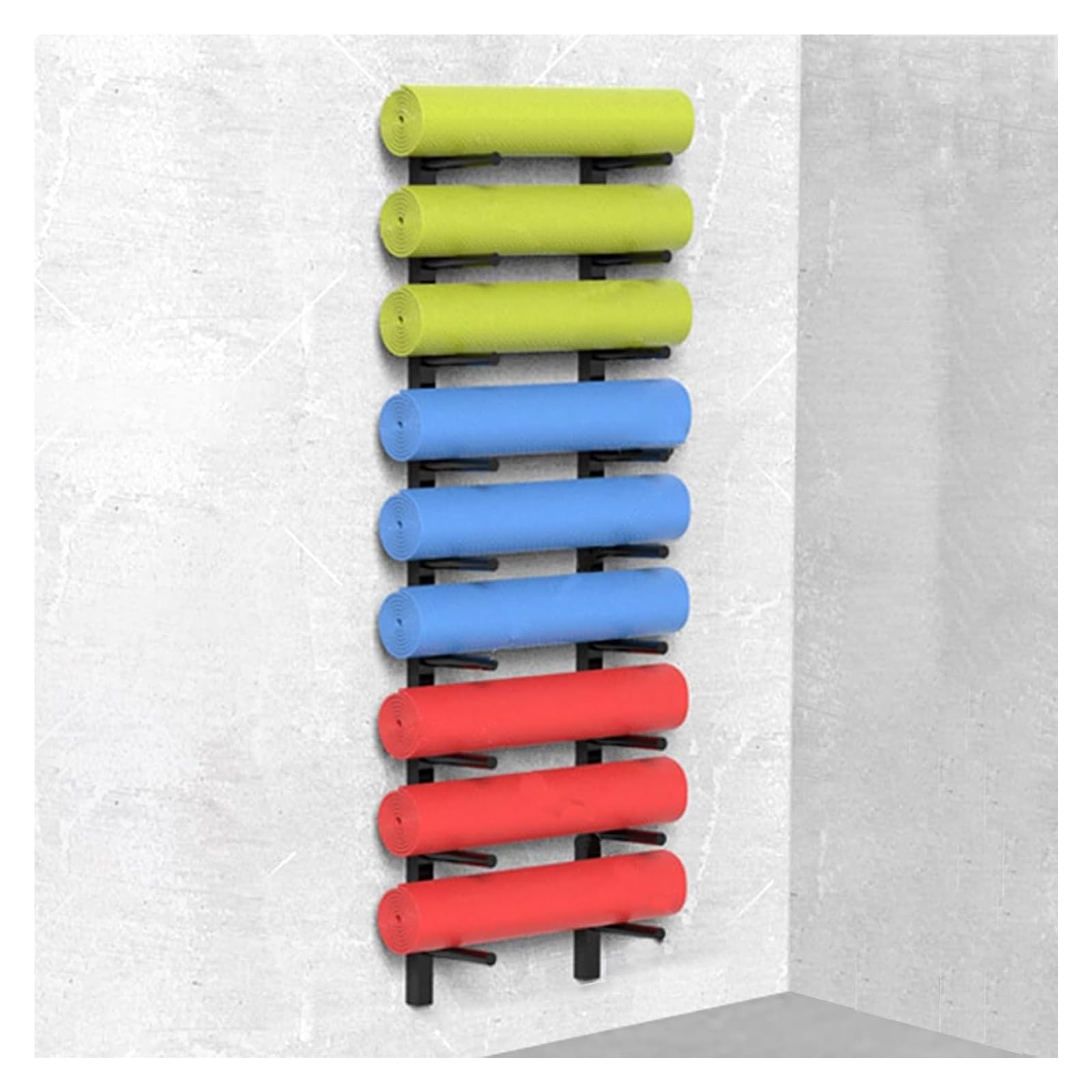 Support mural pour tapis de yoga et rangement d'accessoires de fitness