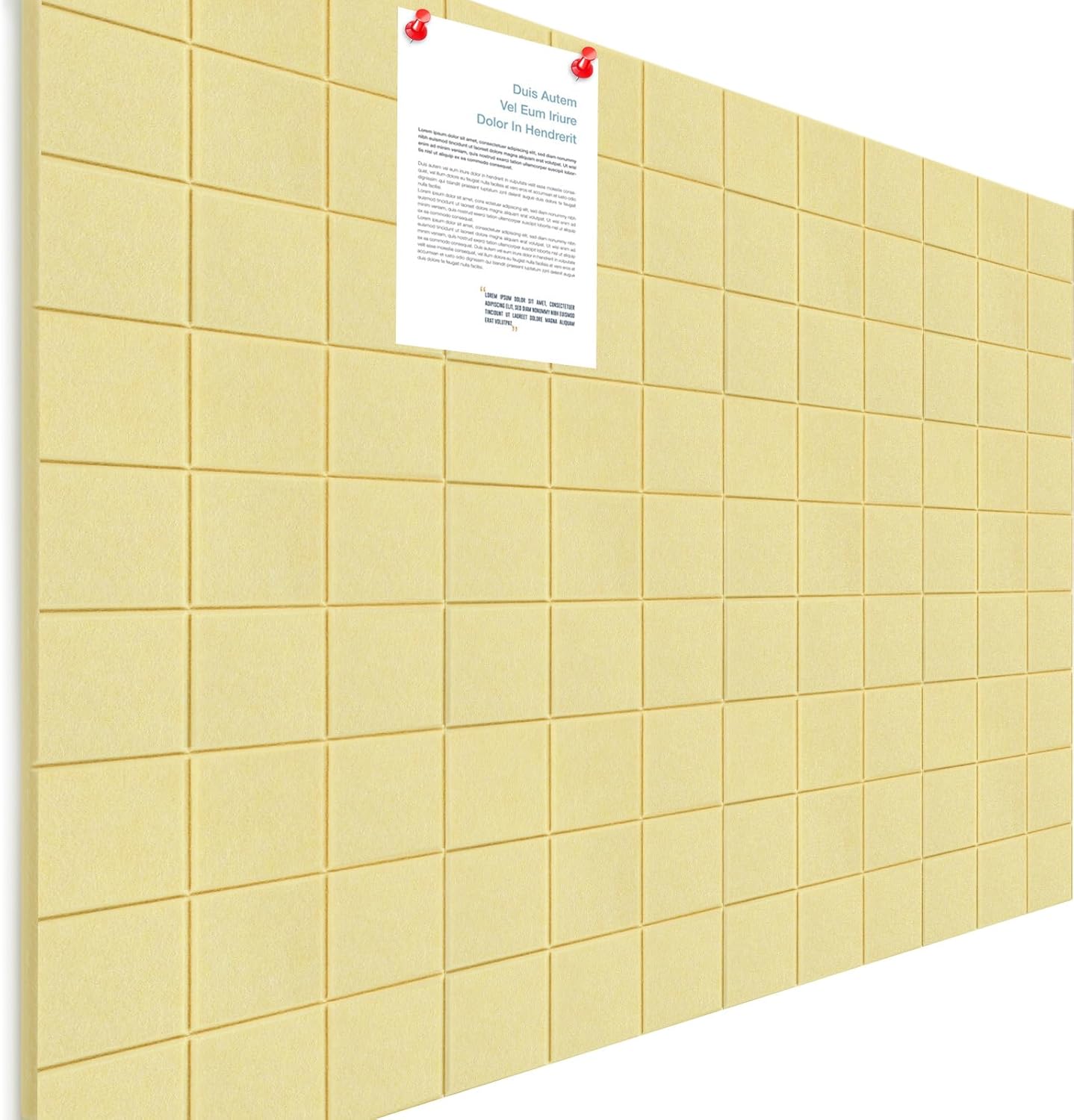 Honoson 12 Pack 48 x 36 Inches Large Cork Board Felt Wall Tiles with Safe Adhesive Large Decorative Vision Wall Board for Walls Home Office (Light Yellow)