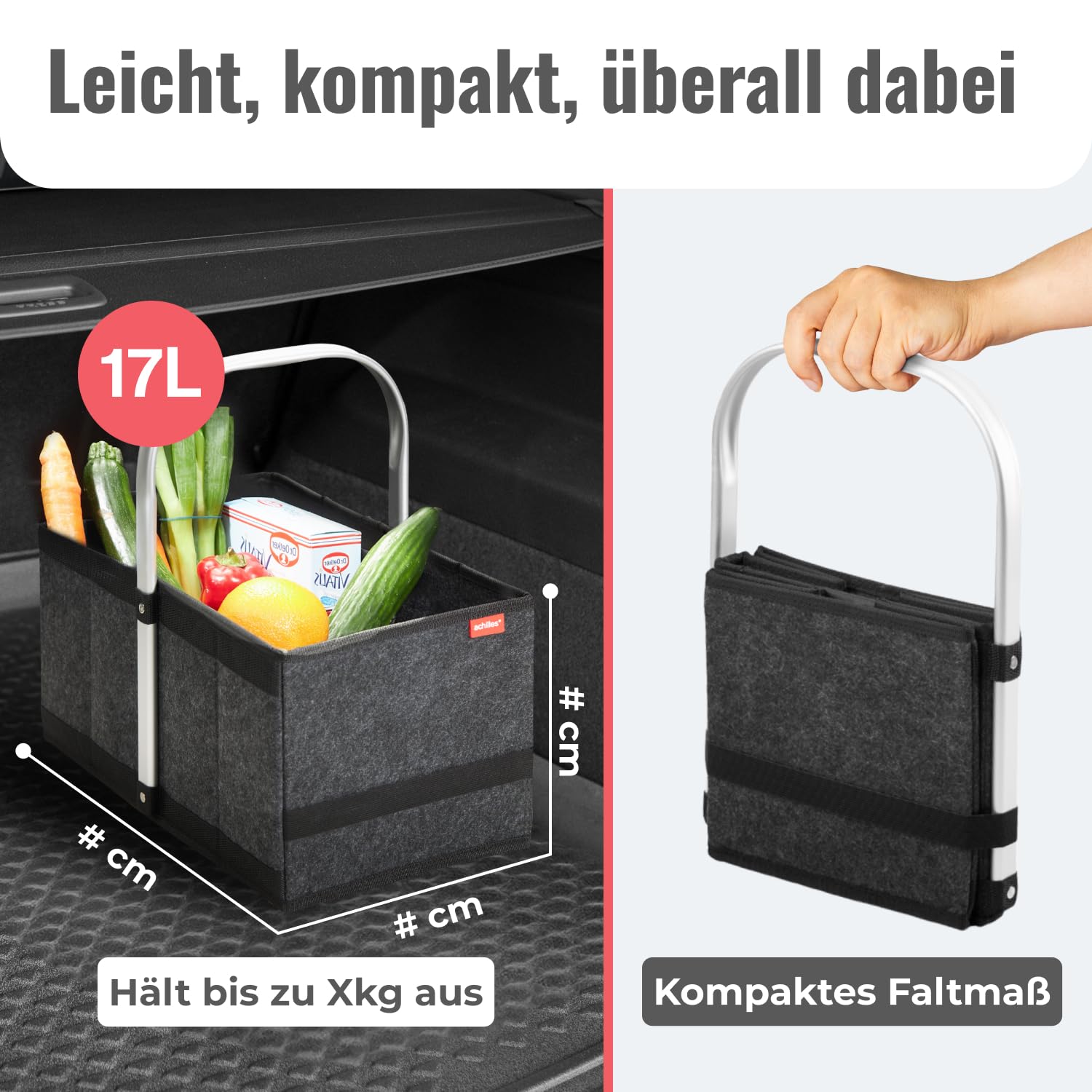 Caisse Pliante Achilles En Aluminium - Transport Courses 61,5x42x29cm Noir