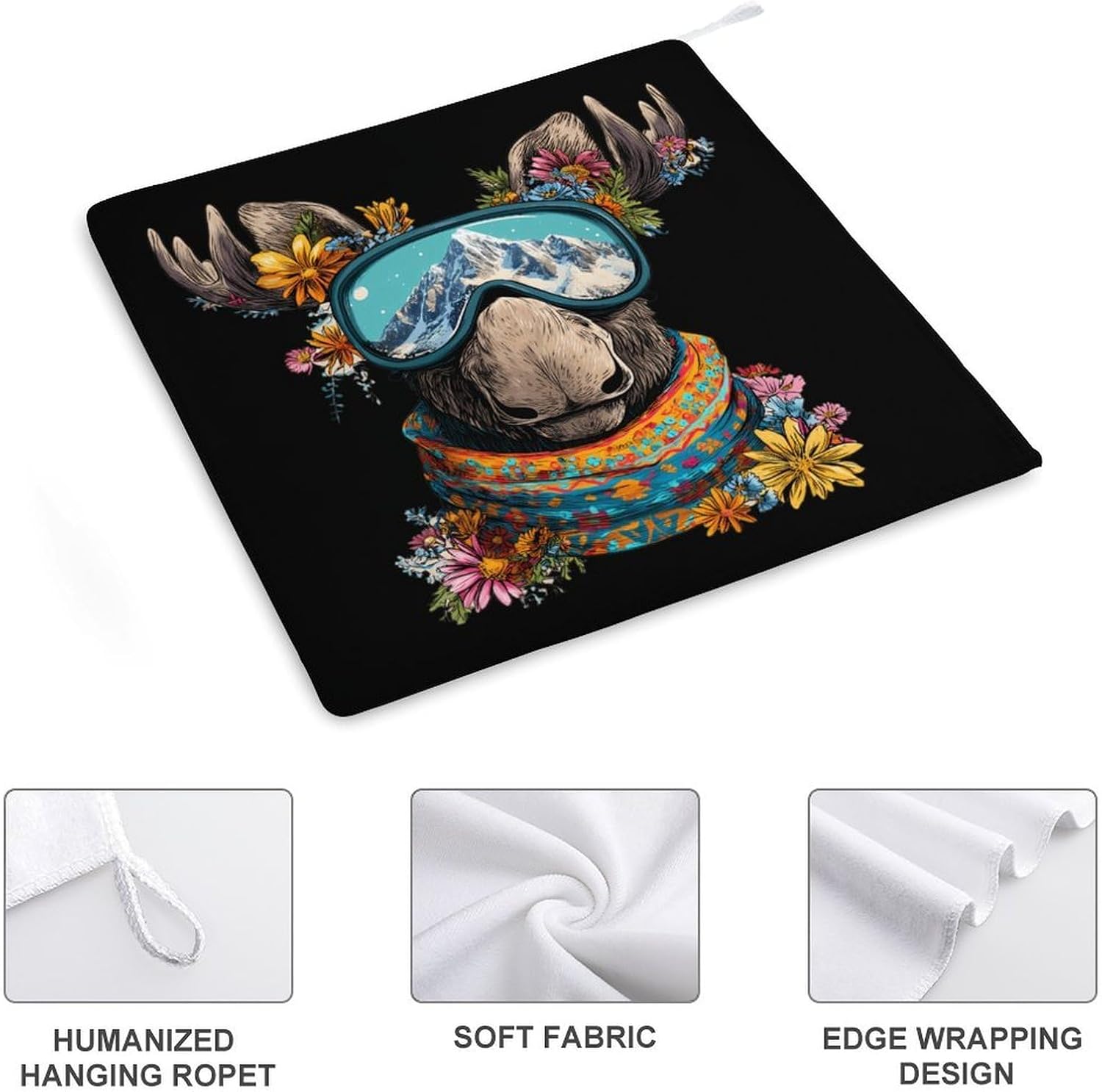 Moose Microfiber Hand Towels for Bathroom Soft Absorbent Bath Kitchen Towel with Hanging Loop 4PCS