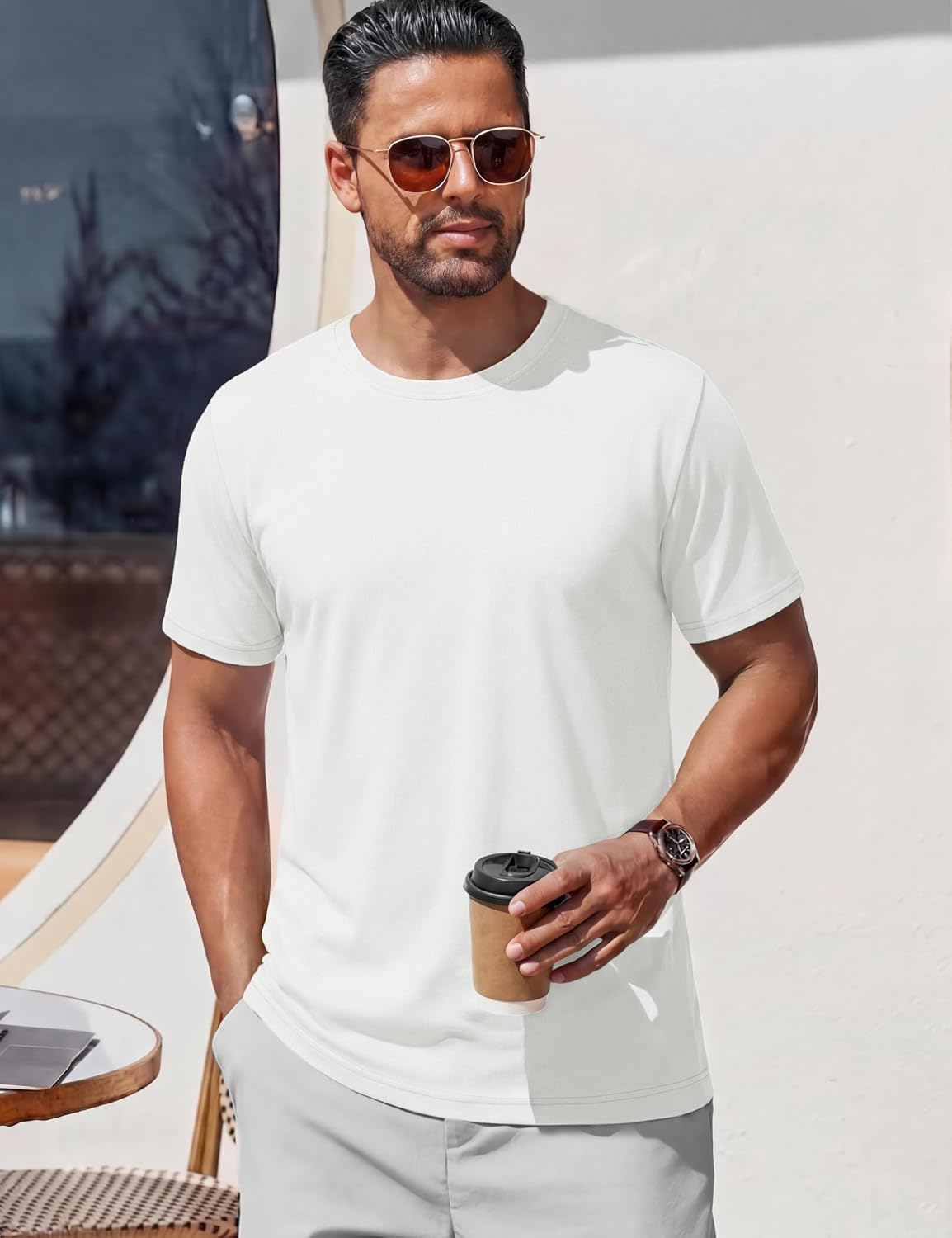 TACVASEN Mens Cotton T Shirt Casual Summer Tshirt Crew-Neck Short Sleeve Soft Tee Classic Basic T-Shirt image 2