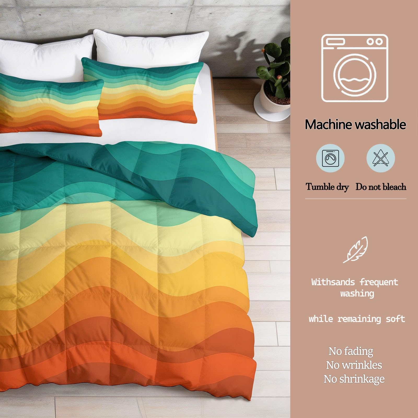 Ultra lekka kołdra letnia 200 x 220 cm, płynące paski faliste z efektem ombre, lekka kołdra letnia, cienka kołdra letnia ze 100% mikrofibry, nadaje się do prania w 40 stopniach, petrol i