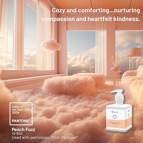Miniatura 2 de Well Life Peach Fuzz Loción para manos y cuerpo para todo tipo de piel, hidratante, nutritiva, hidratante, 8 onzas