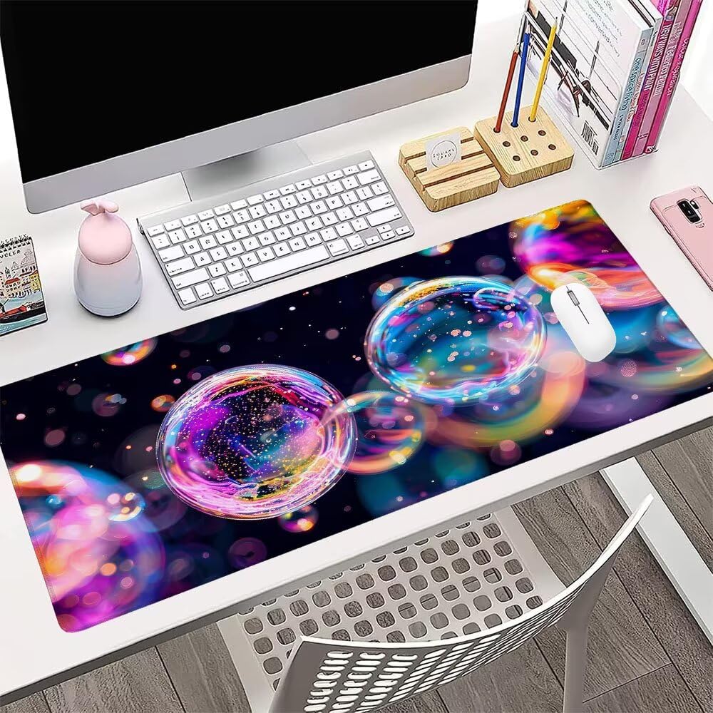 Alfombrilla de Mouse para Juegos, Nero, XXL, Antideslizante, Impermeable, Diseño de Bolle, Extendido, Grande, 1200x600x3mm, para PC, Laptop, Ufficio, Famiglia d-440