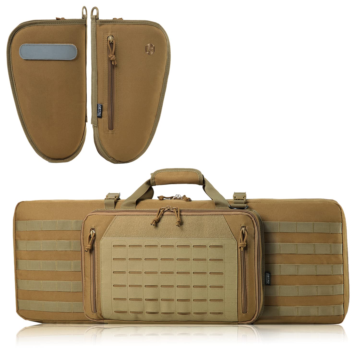 DBTAC Single Padded Pistol Bag Large + Double Rifle Bag 32" (Brown)