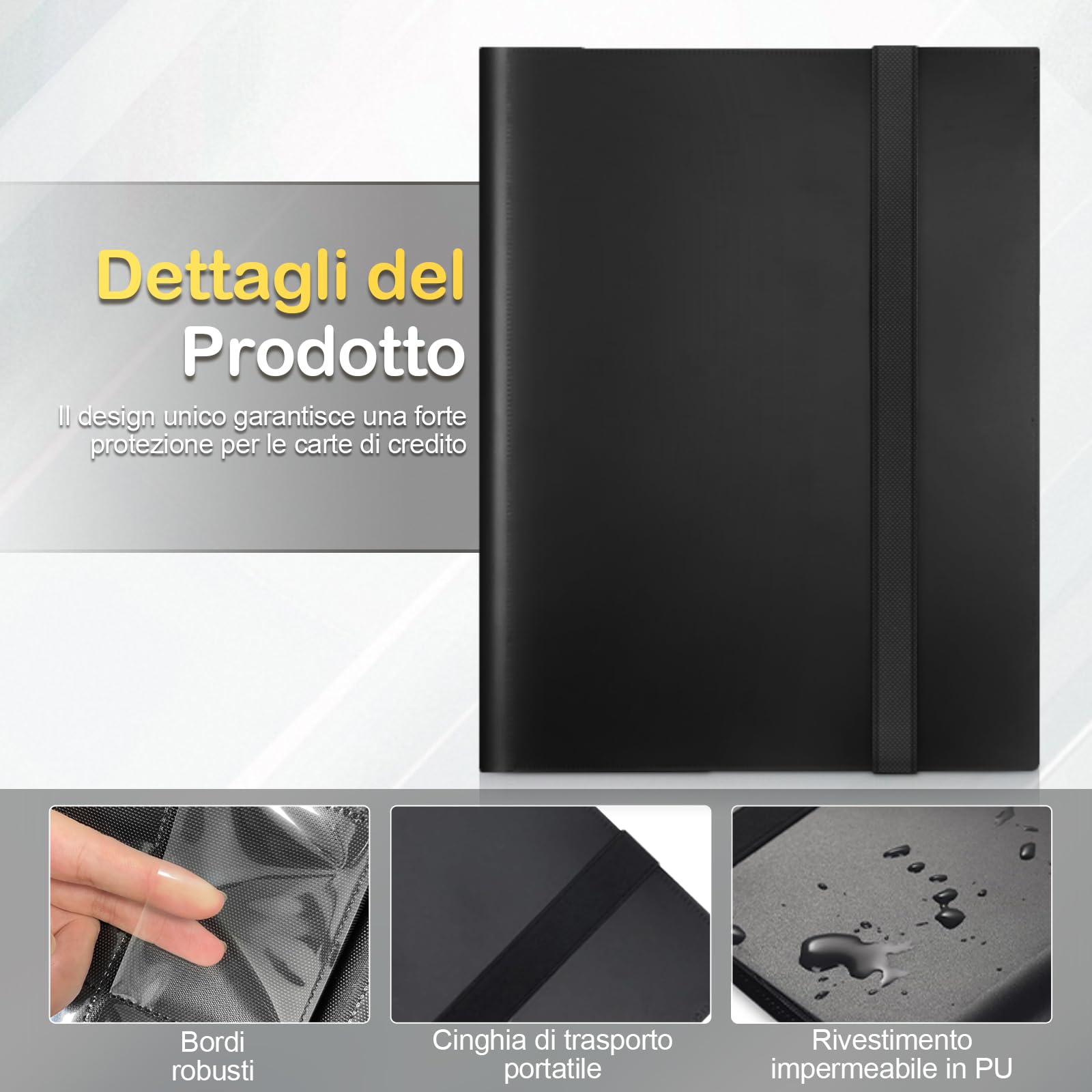 Album Carte Raccoglitore, 468 Grande Album Carte, Legame Portatile e Impermeabile in PU per Carte MTG/TCG/CALCIO-BASEBALL/Carte da Scambio (Nero) - 2