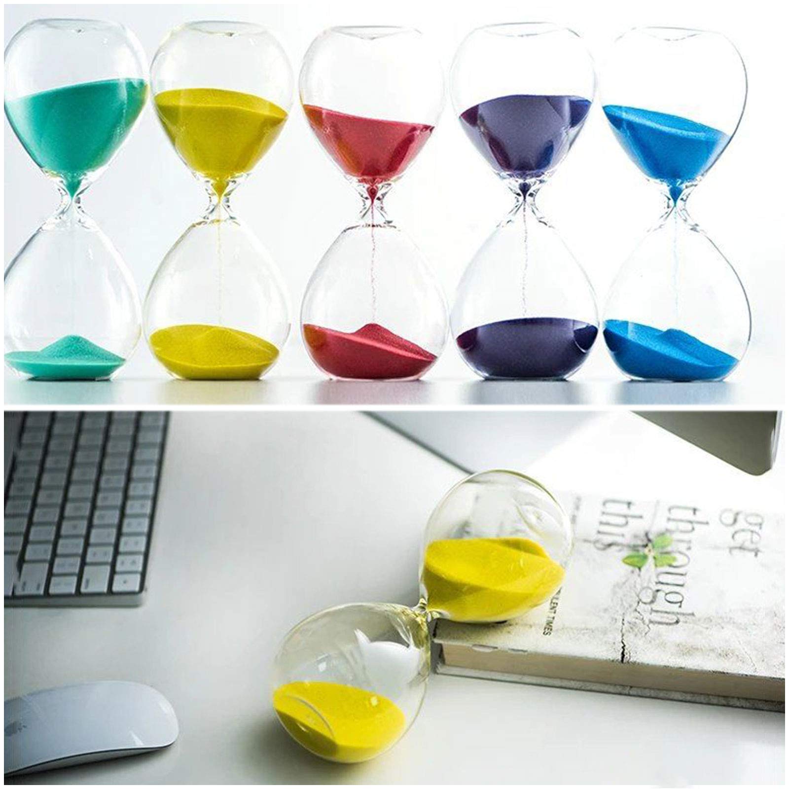 reloj de arena, decoración de escritorio, 30 Minutos Reloj de arena de vidrio Reloj de arena Artesanía Vidrio Decoración for estudio en el hogar Oficina Regalo creativo Reloj de arena decorativo ( Col