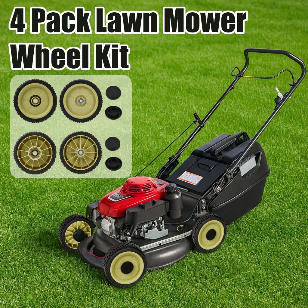 4 Pack Lawn Mower Wheels HR214 Replacement for Honda HRU196 HRU214 HRU215 HRU216 HRC216K1 Series, Front & Rear Wheels Kit, 200mm Diameter, Push Riding Mowers Tires Care Parts, Maintenance Accessories