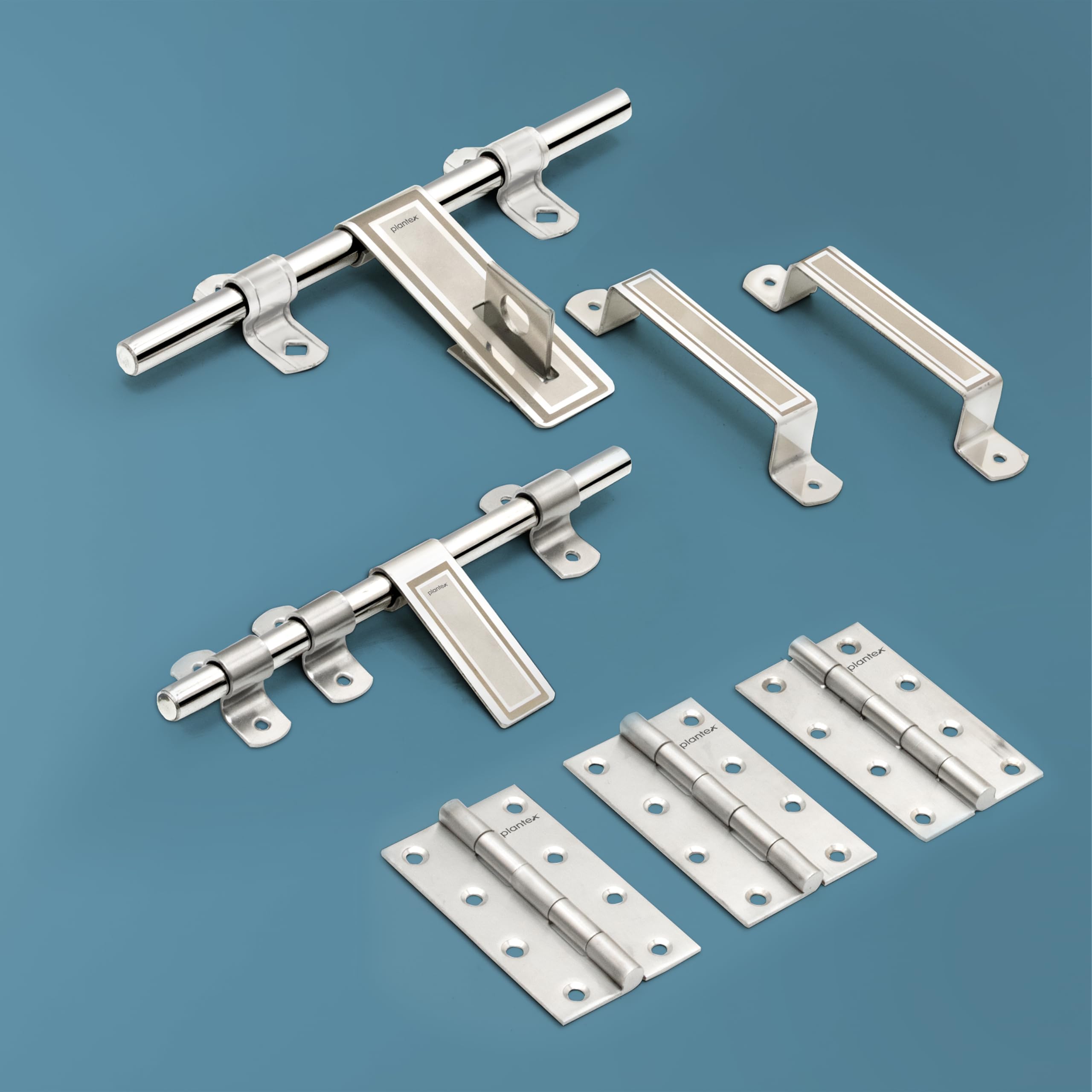 Plantex Stainless Steel Door Kit for Bathroom Door/Door Hardware/Doors Accessories/10 inch Al-Drop/8 inch Latch/8 inch 2 Handles/3 Piece Hinges - Pack of 1 (APS-1320, Chrome)-image-37