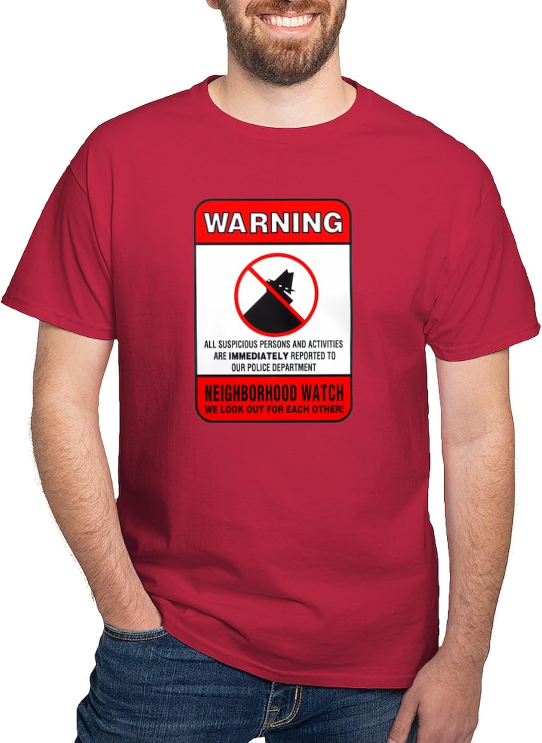 CafePress Neighborhood Watch T Shirt Men's 100% Cotton, Classic Graphic Dark T-Shirt