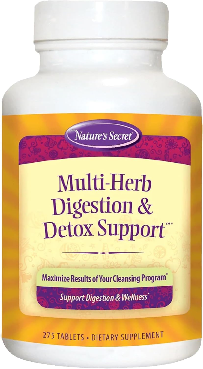 Nature's Secret Multi Herb Digestion & Detox Support - Promotes Healthy Digestive Function, Rejuvenation & Powerful Cleansing with Alfalfa, Dandelion, Fennel, Green Tea & More - 275 Tablets