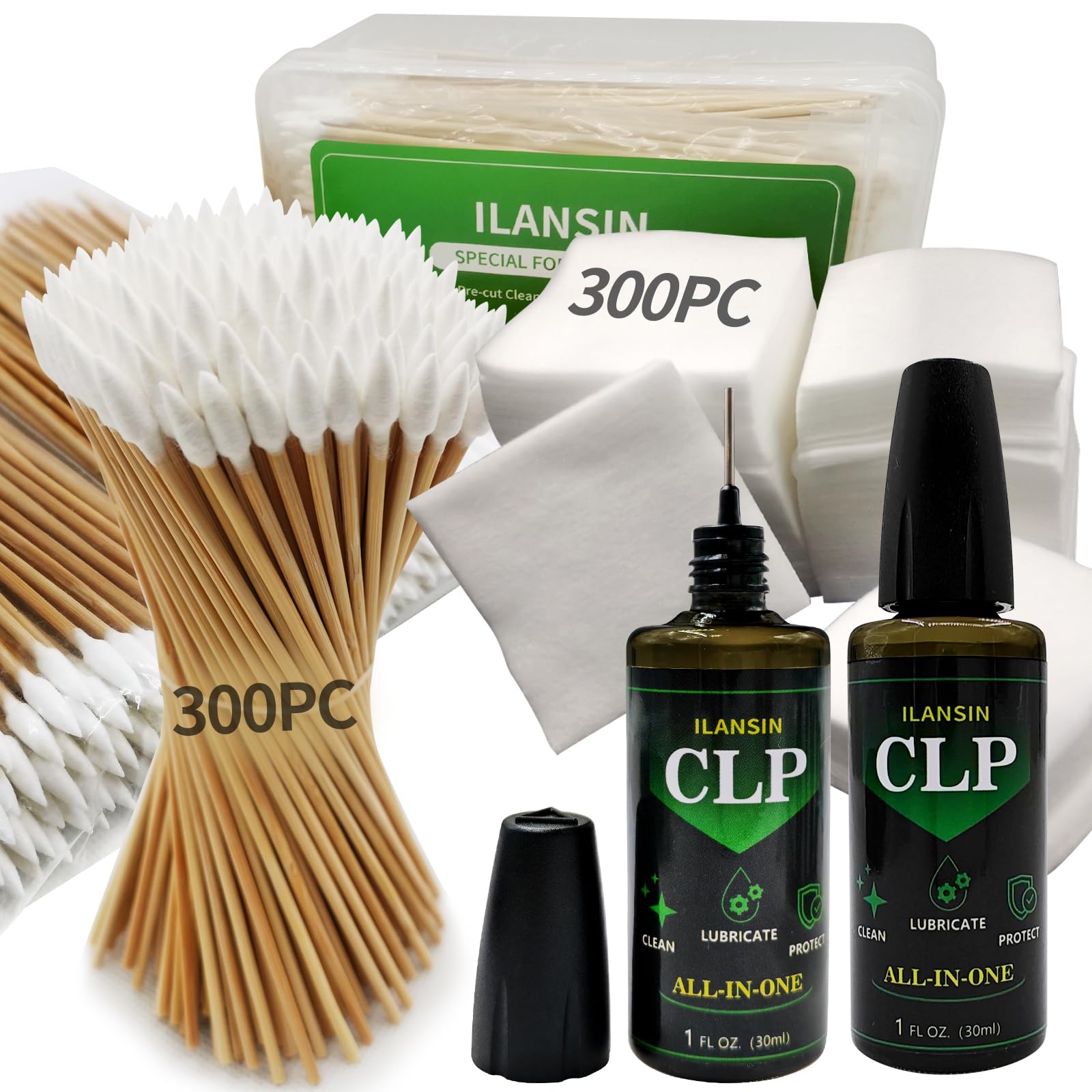 1700PCS gun cleaning supplies1500PCS Gun Cleaning Patches +200PCS Gun Cleaning swabs,2"x2"Lint Free Gun Cleaning Rags,6"Long Cotton swabs for 9mm and All Caliber of Firearms.Gun Cleaning Kit 300Patches+ 300Pointed Swabs+ 2 Bottles CLP