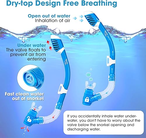 Miniatura 3 de Kids Snorkel Set Anti-Fog Snorkel Diving Mask, Tempered Glass Child Swim Mask Anti-Leak Dry Top Snorkel, Professional Kids Swim Goggles and Snorkel