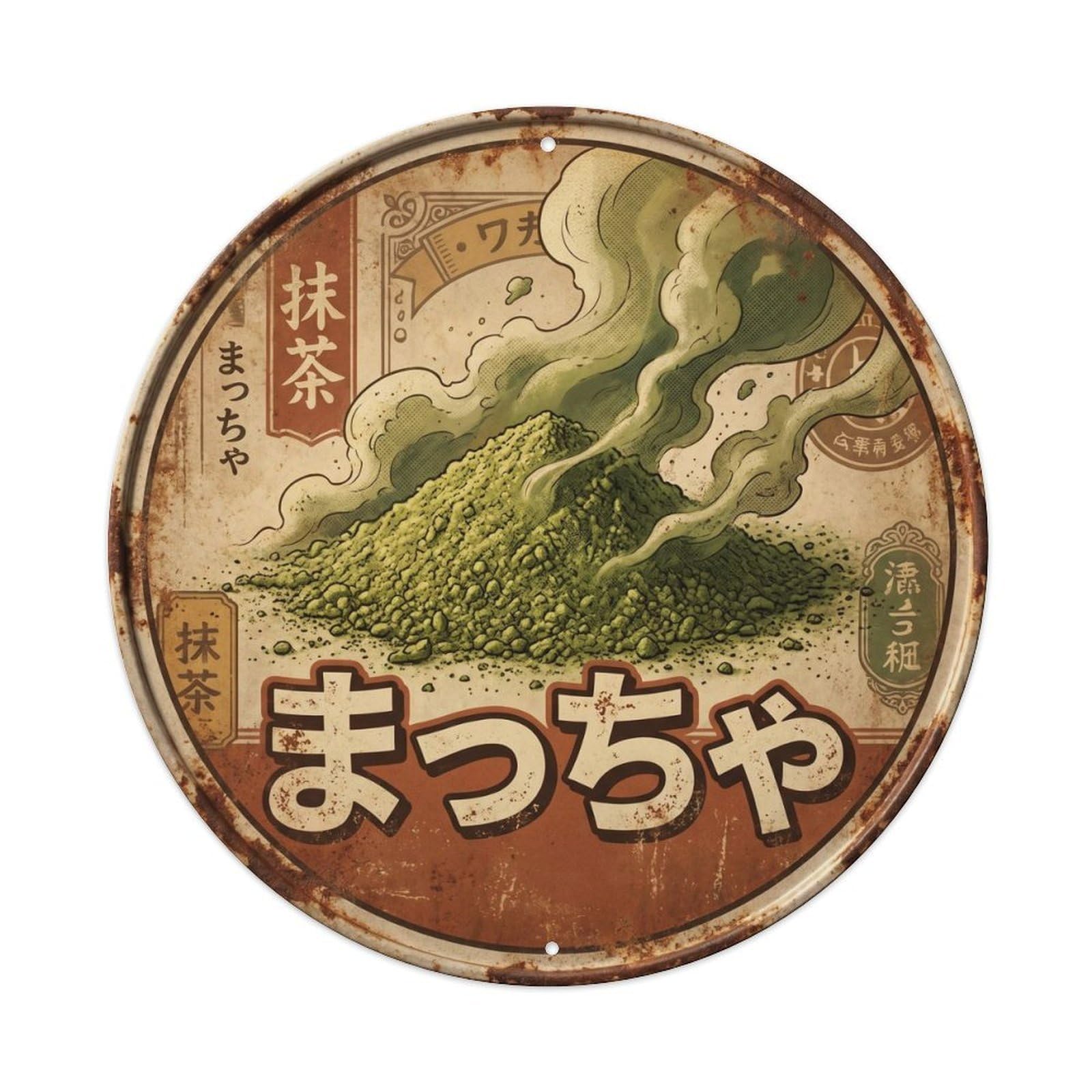 Cxhjca 8X8inch(20X20cm) Matcha Japanese Dessert Retro Americana Latte Cafe Metal Tin Sign