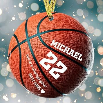 Basketball Ornament, Basketball Ornaments for Christmas Tree, Personalized Ornaments for Boy or Girl, Sports Christmas Ornaments, Ceramic or Acrylic Ornament for Athletes, Basketball Player Leonadora