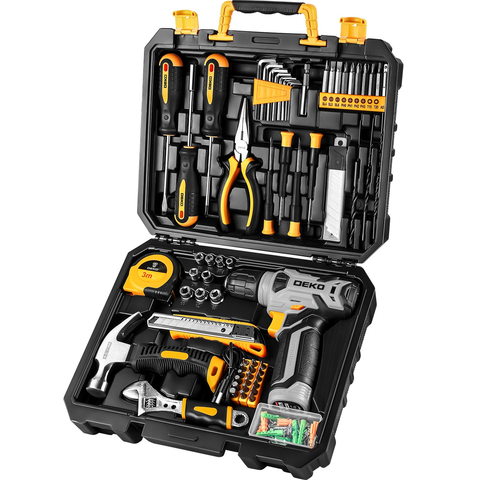 Coffret 126 Pièces Outillage Avec Perceuse Sans Fil 8V – Marque DEKO