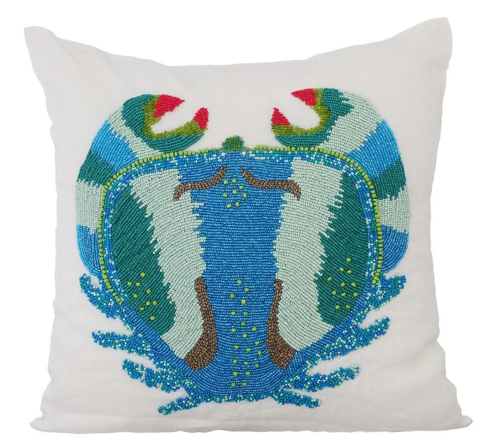 The HomeCentric Decorative Cushion Covers Pack of 2, 50x50 cm (20"x20") Blue, Cotton Throw Cushion Covers, Cushion Covers, Modern Throw Pillow Covers - Crab Craze โ image 1