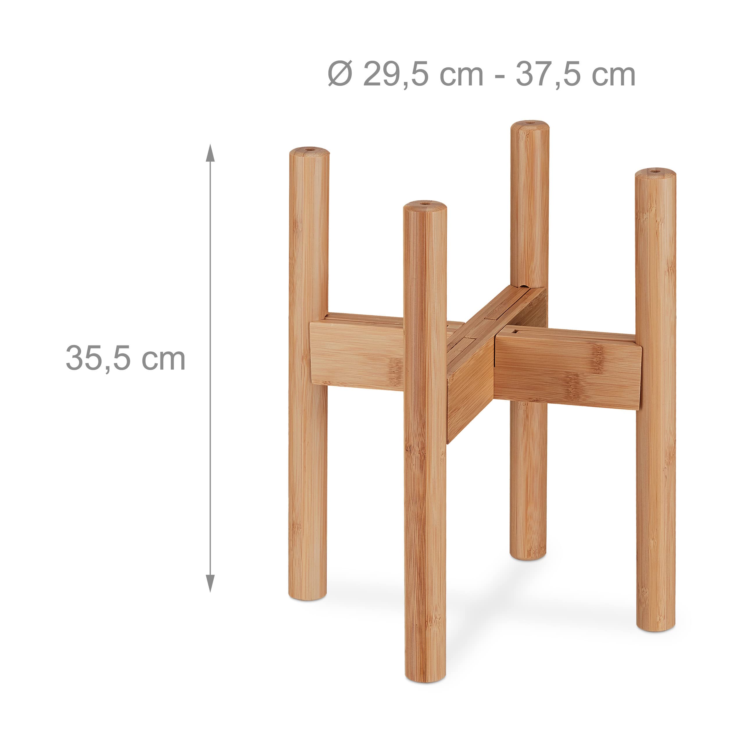 Relaxdays Set da 2 Supporti per Fiori e Piante, Portavasi per Vasi Fino 32 cm Ø, Regolabili e Impilabili, Marrone Chiaro