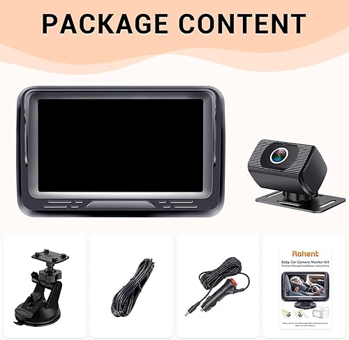 Miniatura 6 de Rohent Cámara de coche para bebé HD 1080P - Monitor infantil orientado hacia atrás con visión nocturna Cámara de coche para bebé Lente gran angular