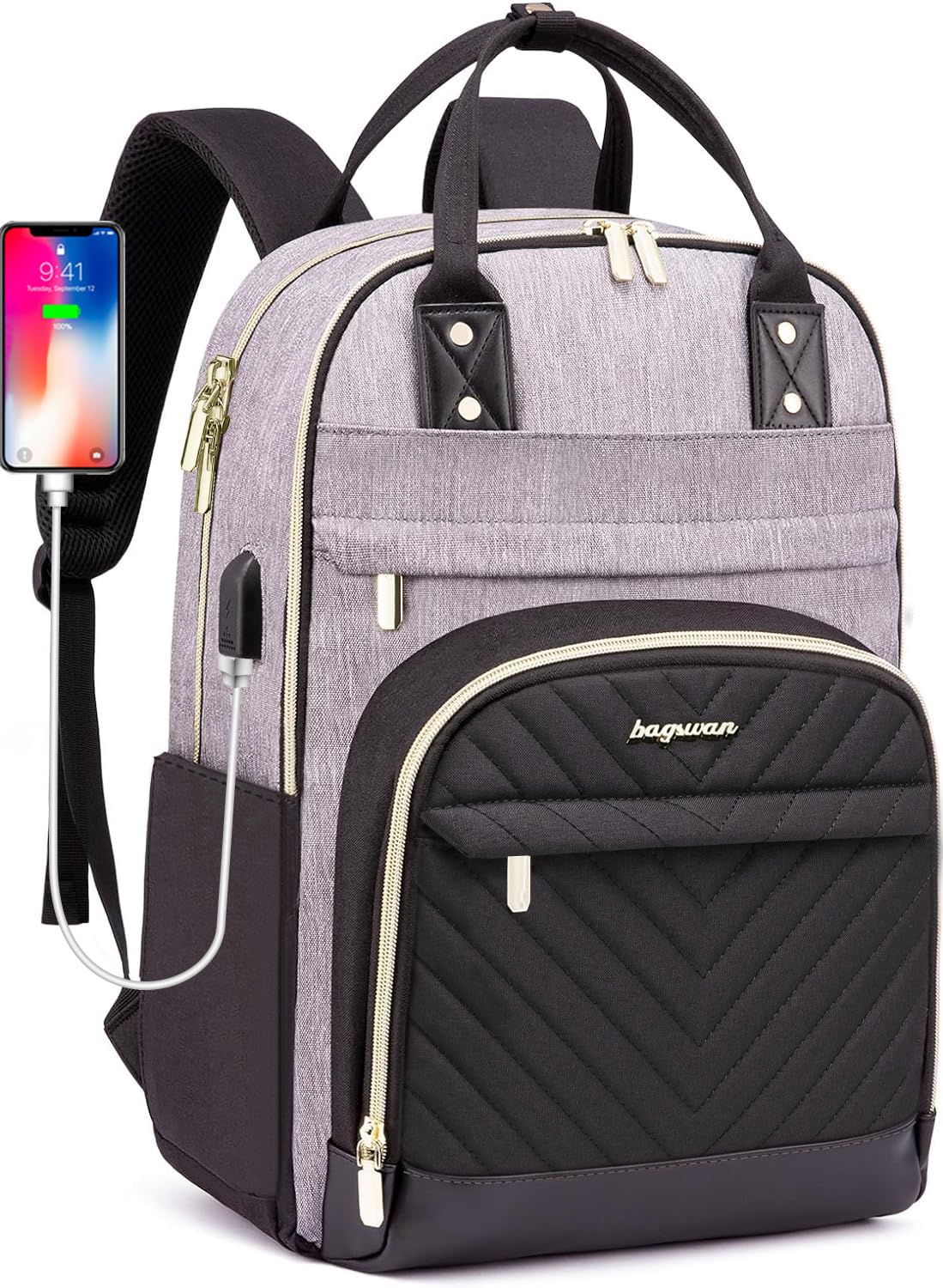 Laptop Backpack for Women Work Bag: College Backpacks 17.3 Inch with USB Charger School Book Bag Travel Computer Back Pack Casual Bookbags for Girls