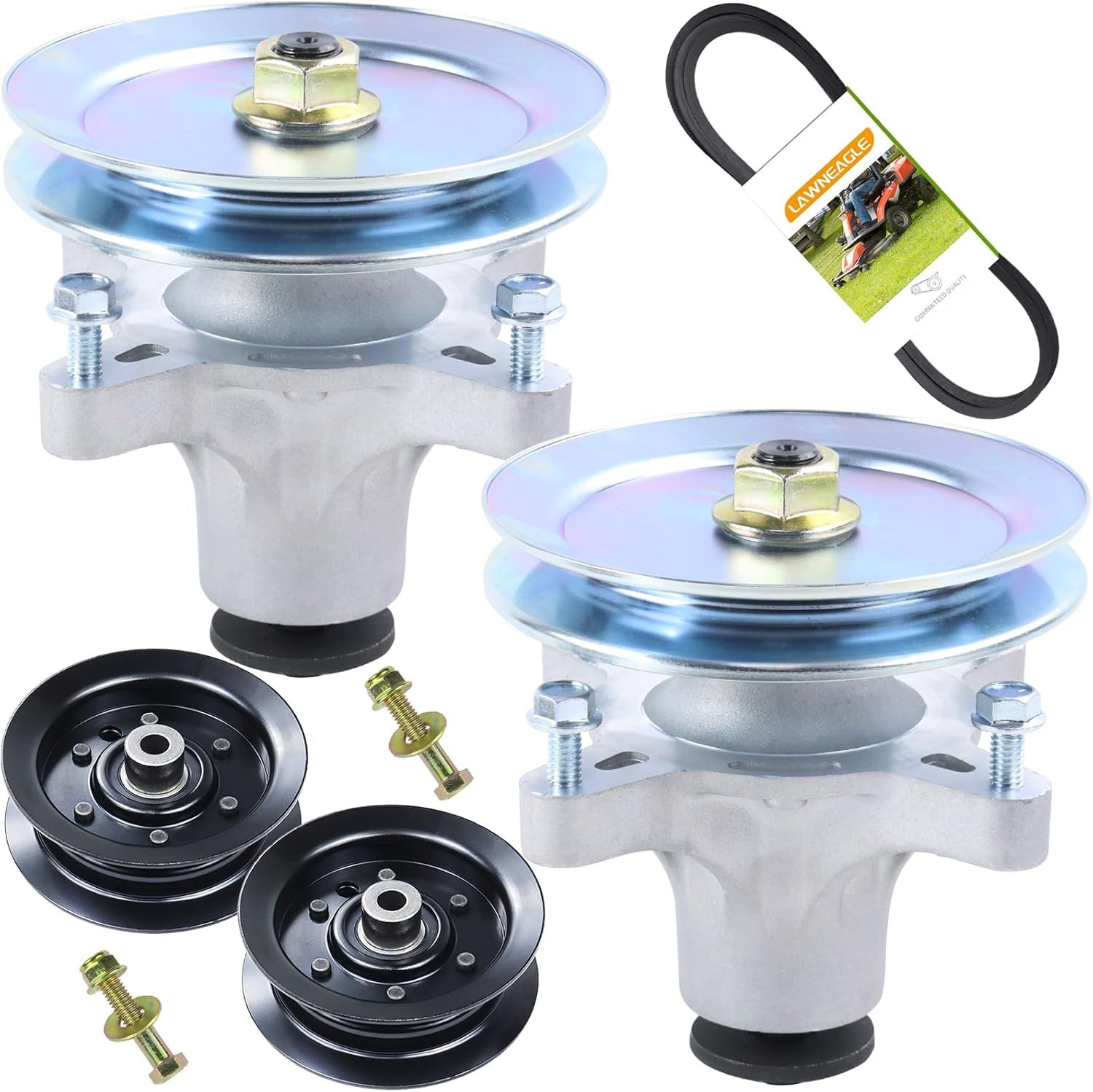 2 Pack 139-3214 Spindle Assembly with 125-5574 Pulley 106-2175 Idler Pulley 119-8819 Belt Replaces 139-3214 Spindle Toro 121-0751 117-7439 for Toro Timecutter SS4225, SS4235 Riding Mowers