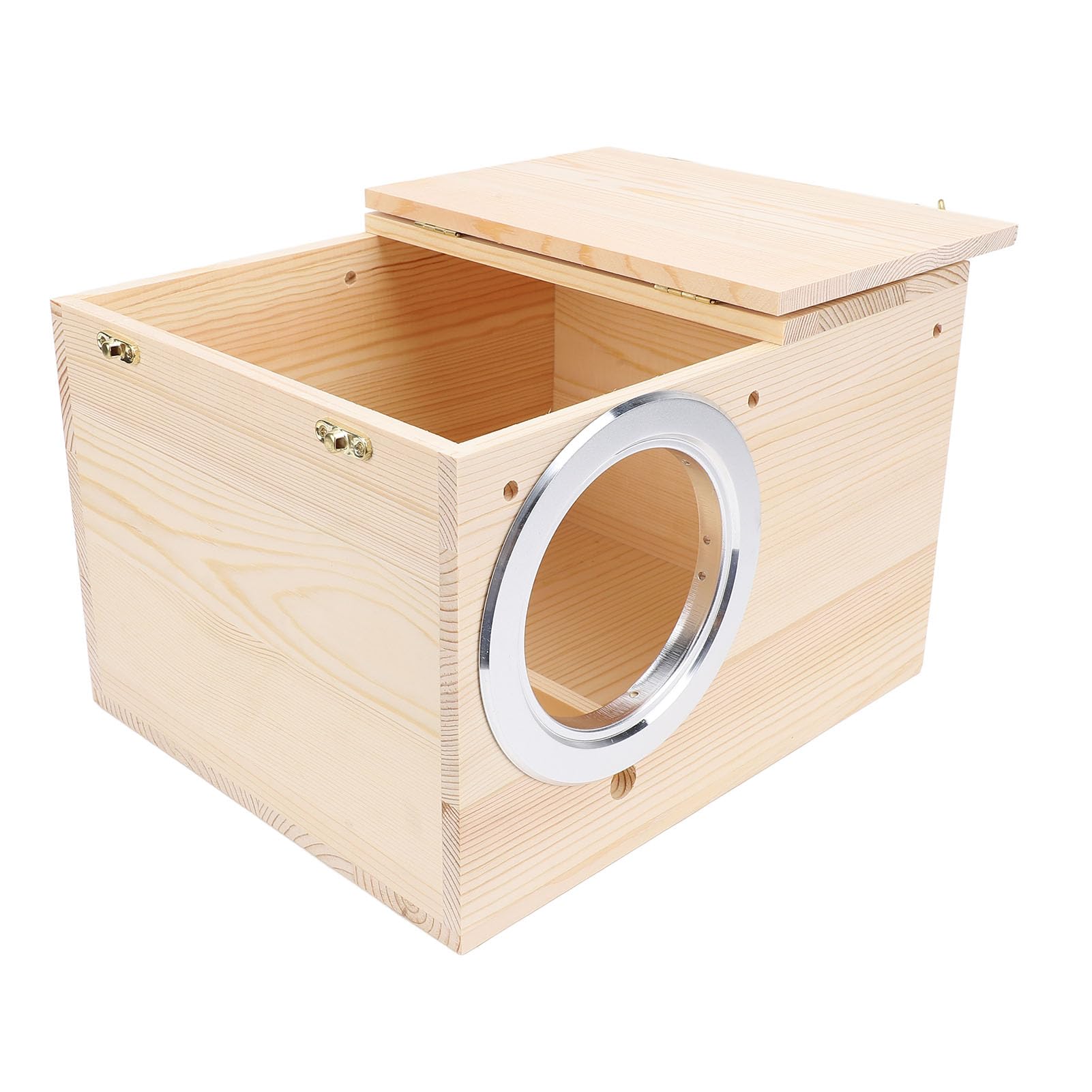 Caja Nido para Periquitos, Casa de Cría de Pájaros de Madera Maciza de 11,81x9,84x7,87 Pulgadas con Gancho de Bloqueo para Periquitos, Agapornis, Cacatúas