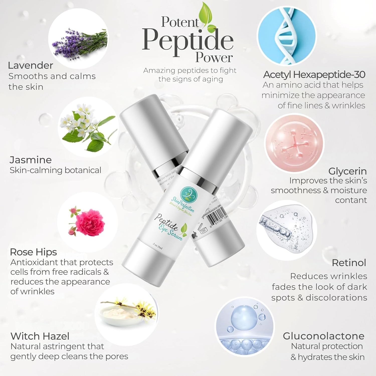 Peptide Eye Serum Target Crow's Feet Lines Wrinkles Lifts Firms Youthful Contour Snap 8 Retinol Acetyl Hexapeptide 30 Inyline Antarcticine Skin Perfection