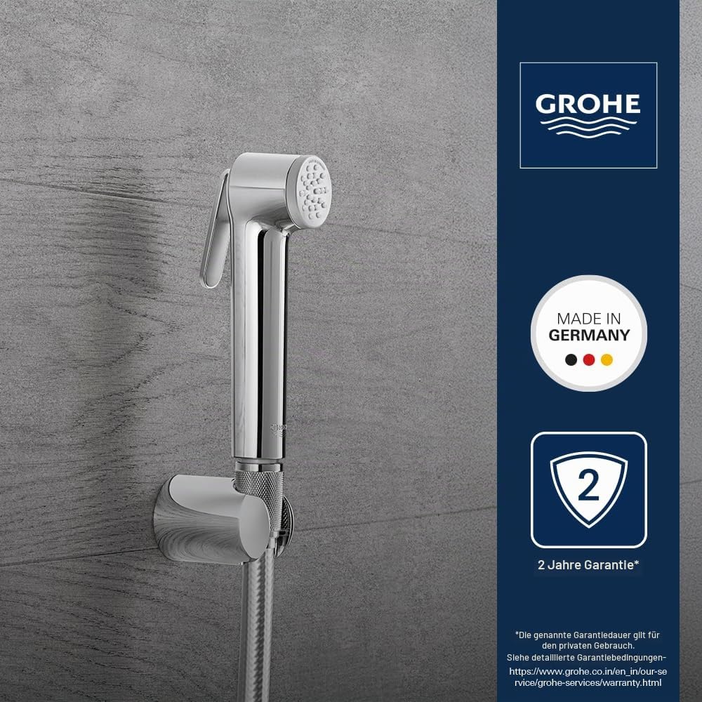 GROHE Tempesta, Bidet-Set für das WC (Bidet-Duschkopf mit 1 Strahlart, Duschschlauch 1,25m und Wandhalterung, langlebige Oberfläche, leicht zu reinigen), chrom, 27513001