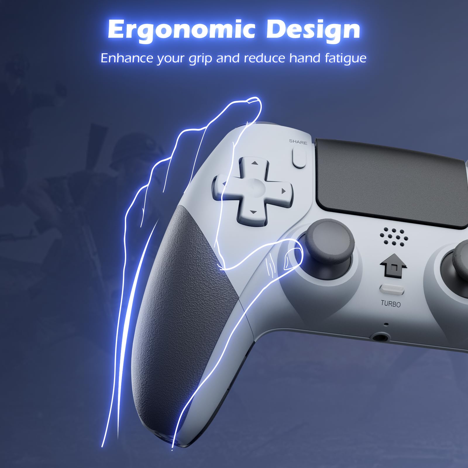 LATEC Mando para PS4,Mando Inalámbrico para P4 Slim/Pro con Vibración, Turbo, Sensor Giroscopio, Conector de Audio y Panel Táctil