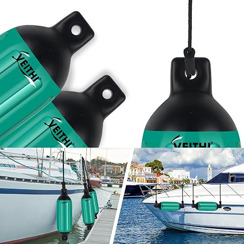 Vista 18 de Paquete de 4 defensas de barco de 4.5/5.5/6.5/8.5/8.5/10/16 pulgadas, parachoques de vinilo acanalado de doble ojo, parachoques de barco para Negro