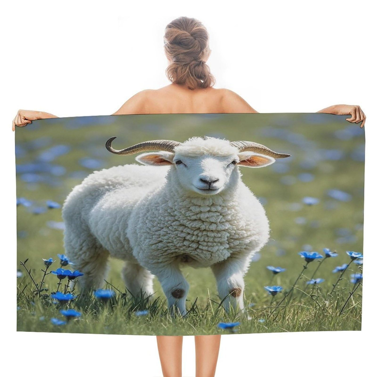 VstaDank Sheep Beach Towel for Adult Quick Dry Sand Free Swim Towels Soft Large Size Pool Towels Lightweight Oversized Bath Towel for Travel, Camping, Swimming 51 X 31 Inches