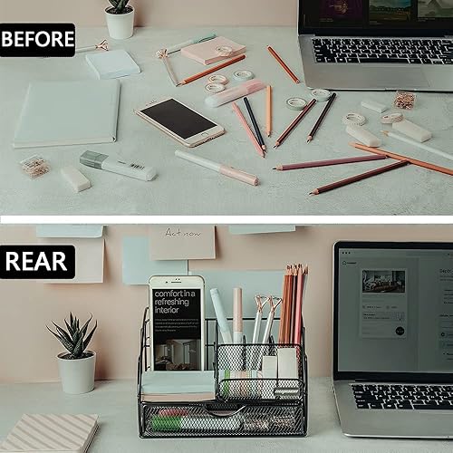 Miniatura 2 de AUPSEN Organizadores de escritorio y accesorios organizador de escritorio mejorado para oficina escuela o hogar cuenta con 6 compartimentos  1 cajón