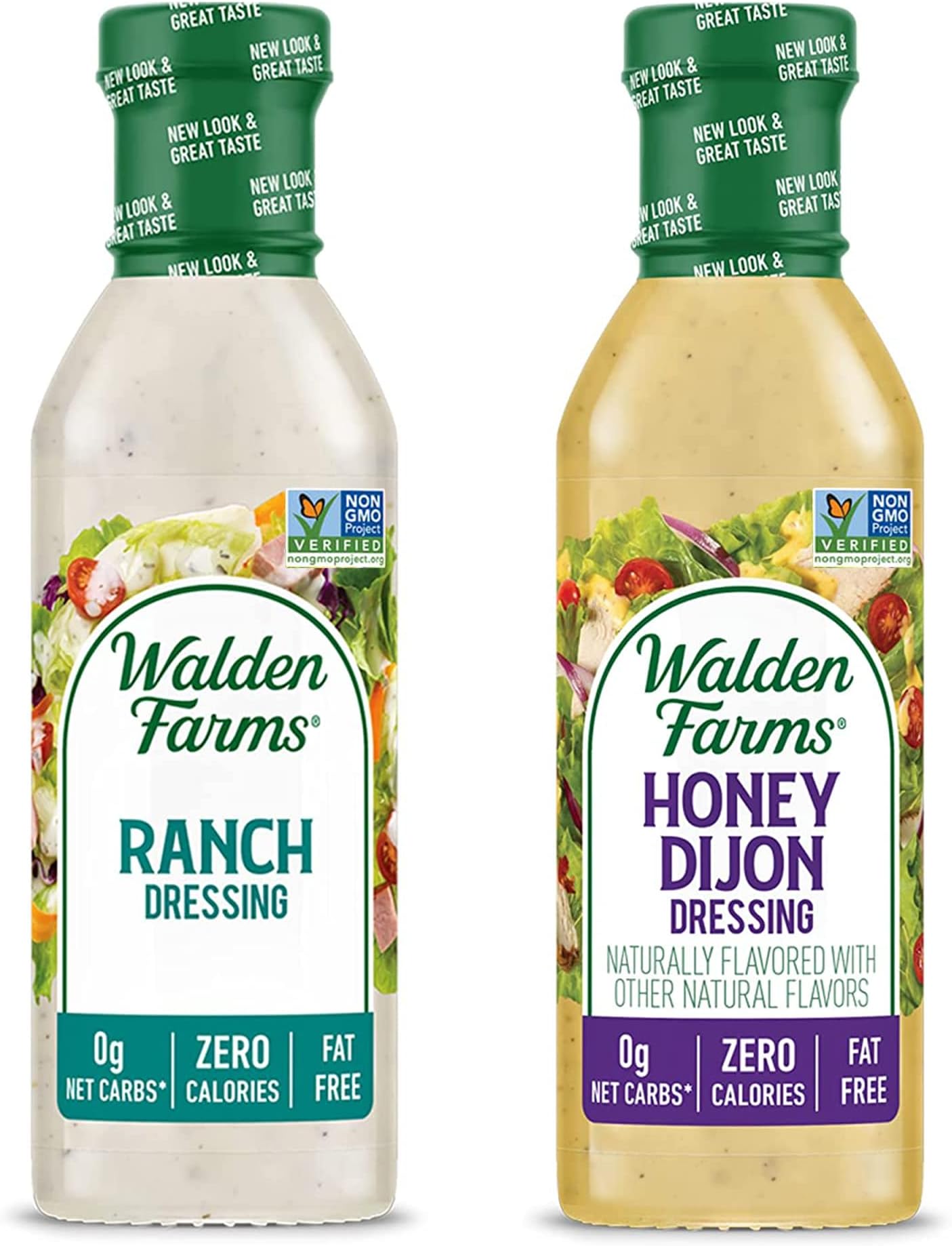 Walden Farms Variety Pack Dressing 12 Oz. (2 Pack) - Honey & Dijon Dressing and Ranch Dressing - Fresh & Delicious Salad Topping, Great on Salads, Wings, Sandwiches, Fish, Pizza, Veggies and Many More