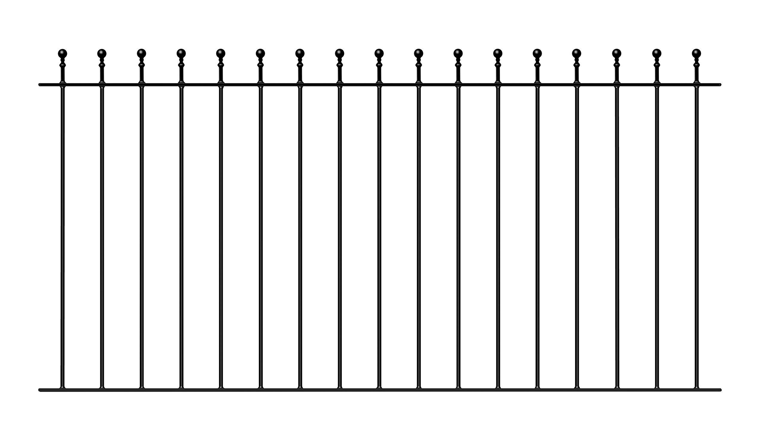 Manor Ball Top Metal Garden Fence Panel 1830mm Gap x 915mm High Galvanised Wrought Iron Style Fencing MAZP01