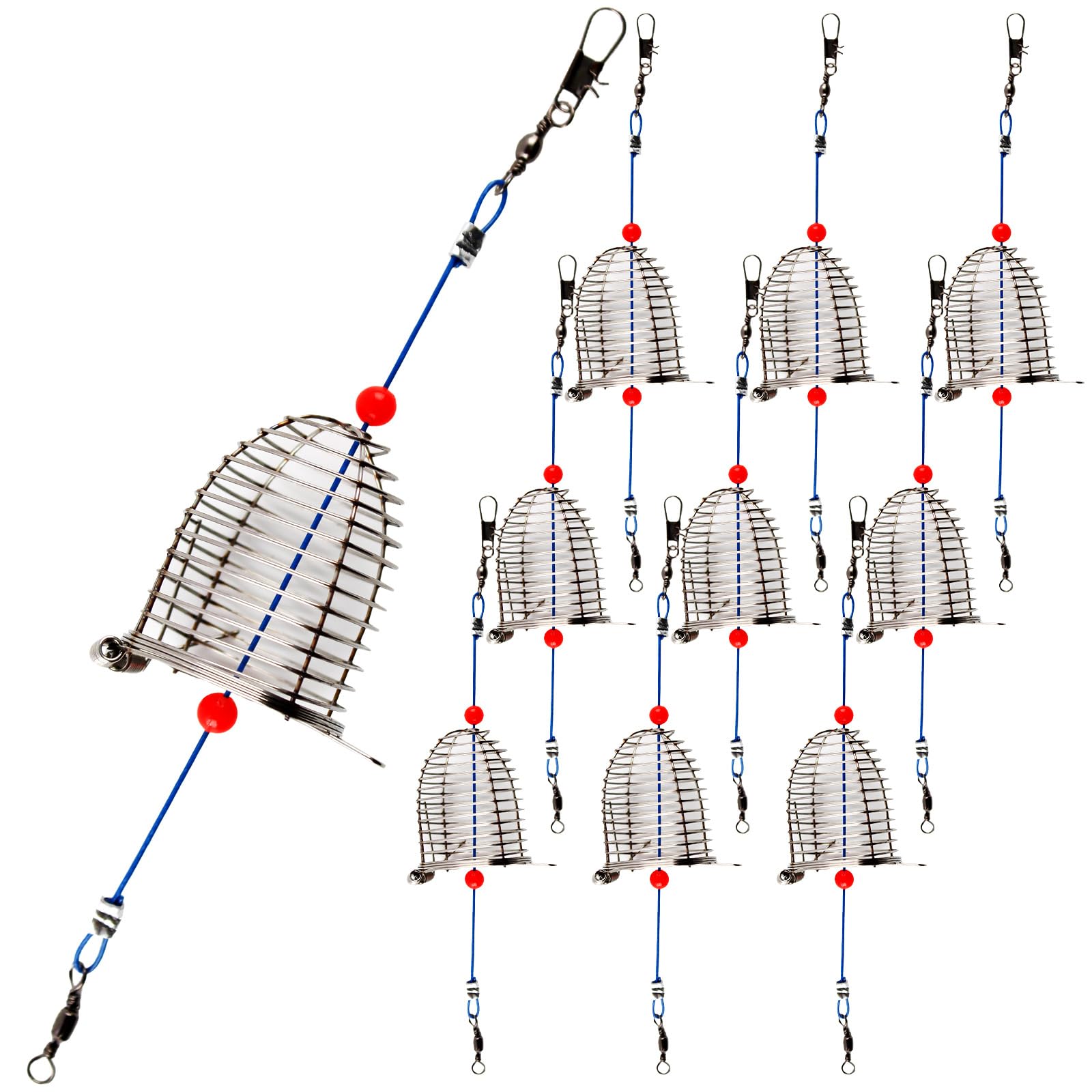 cage feeder basket holder lure fish accessories - Fish Carbon steel. 24Pcs Fishing Bait Trap Cage