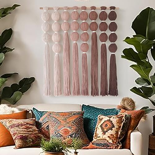 IOWER Macrame Wall Hanging Yarn Wall Art Boho Wall Decor